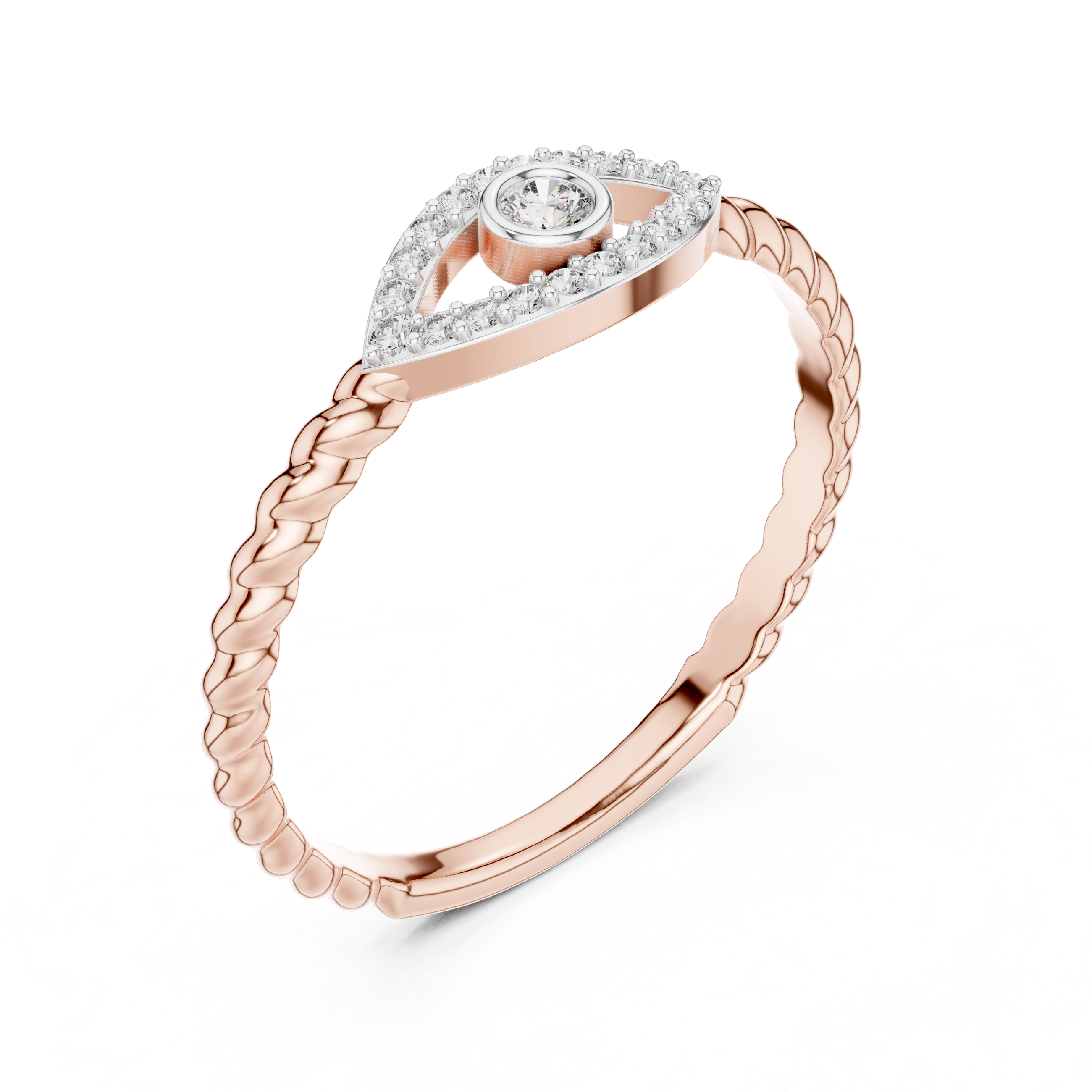 Diamond Evil Eye Twist Ring – Design 12#10014