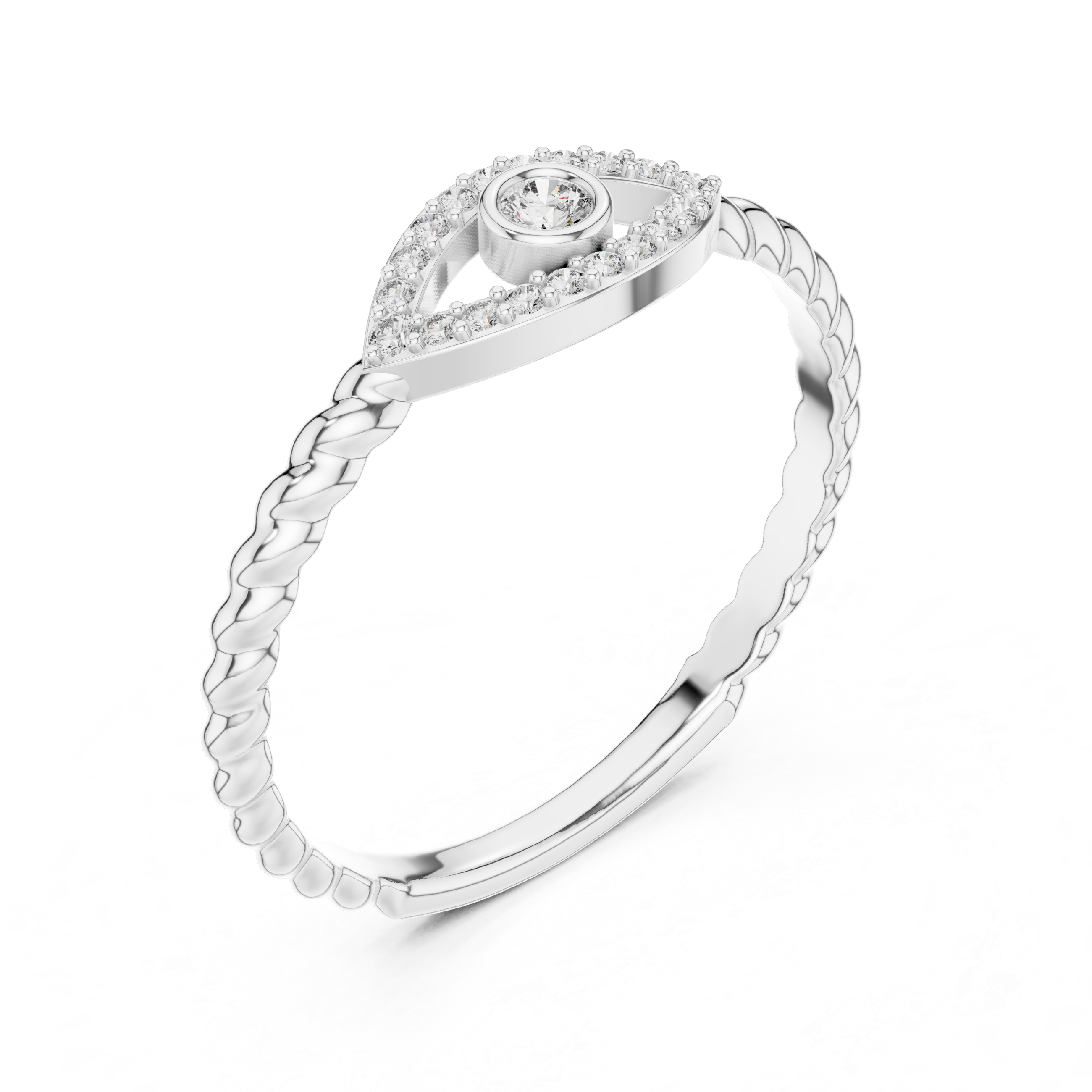 Diamond Evil Eye Twist Ring – Design 12#10014