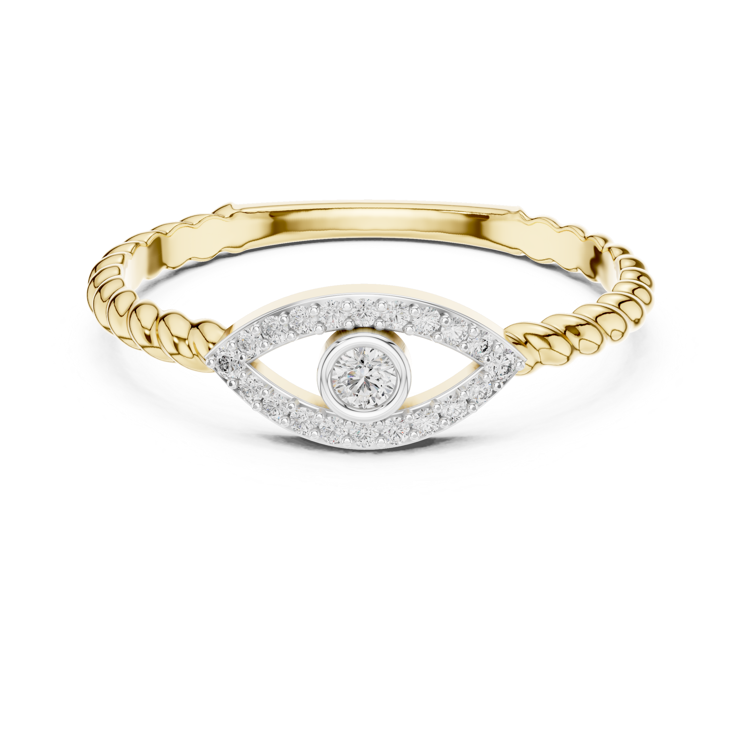 Diamond Evil Eye Twist Ring – Design 12#10014