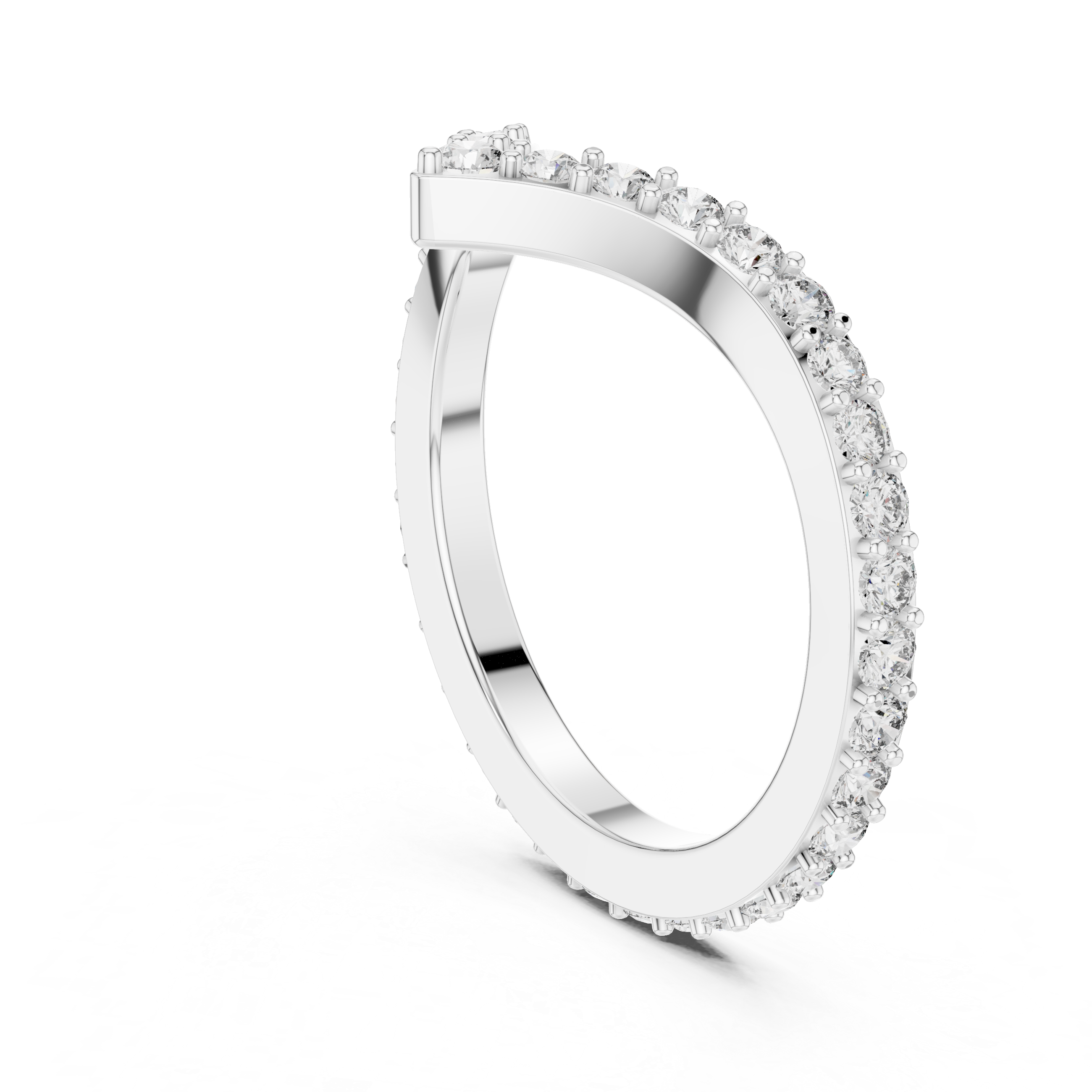 Curved V-Shaped Diamond Wedding Band – Design 12#10018