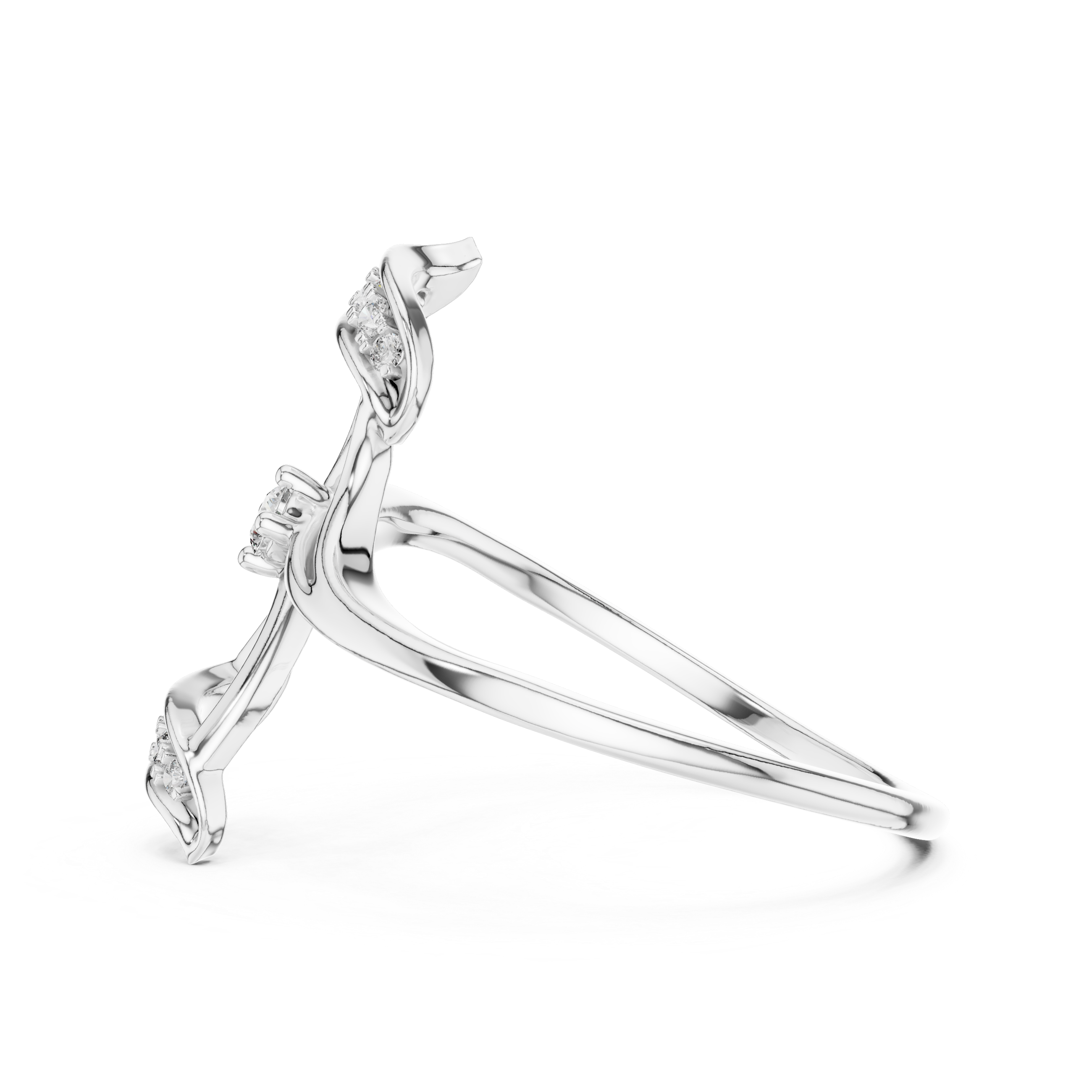 Diamond Ribbon Leaf Ring – Design 12#10040