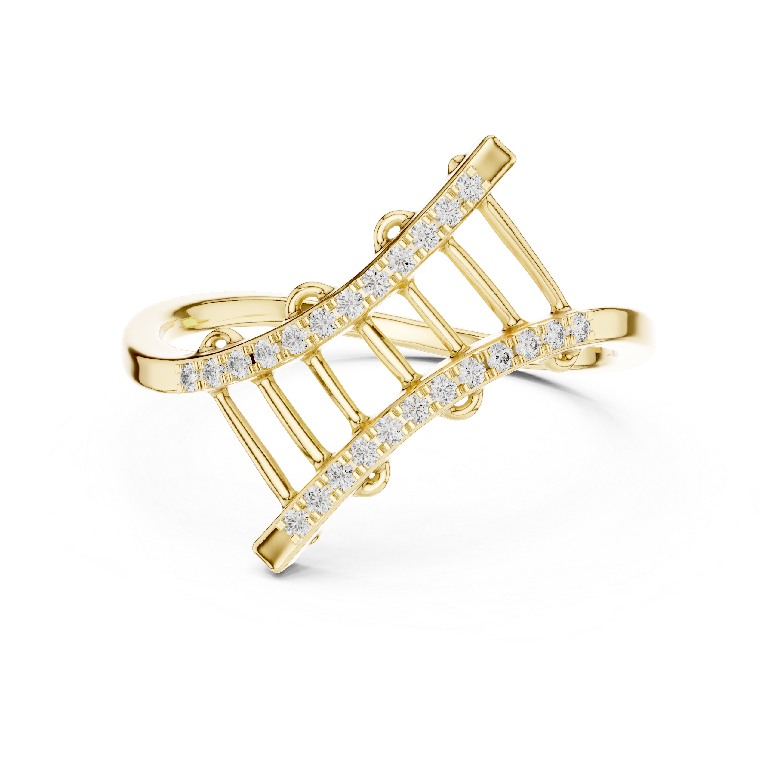 Diamond Geometric Crossover Ring – Design 12#10042