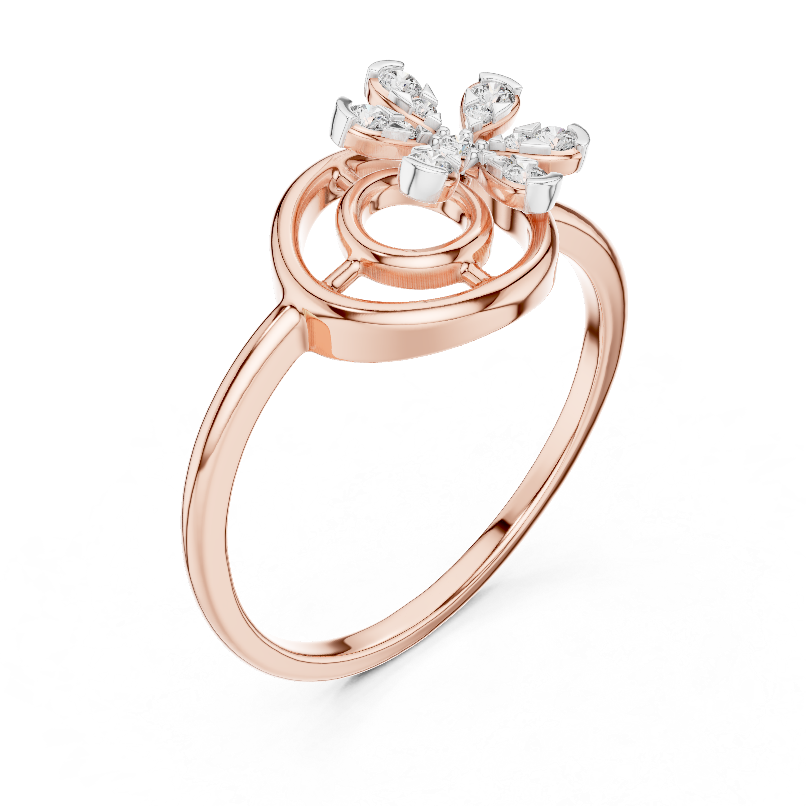 Diamond Floral Swirl Ring – Design 12#10043
