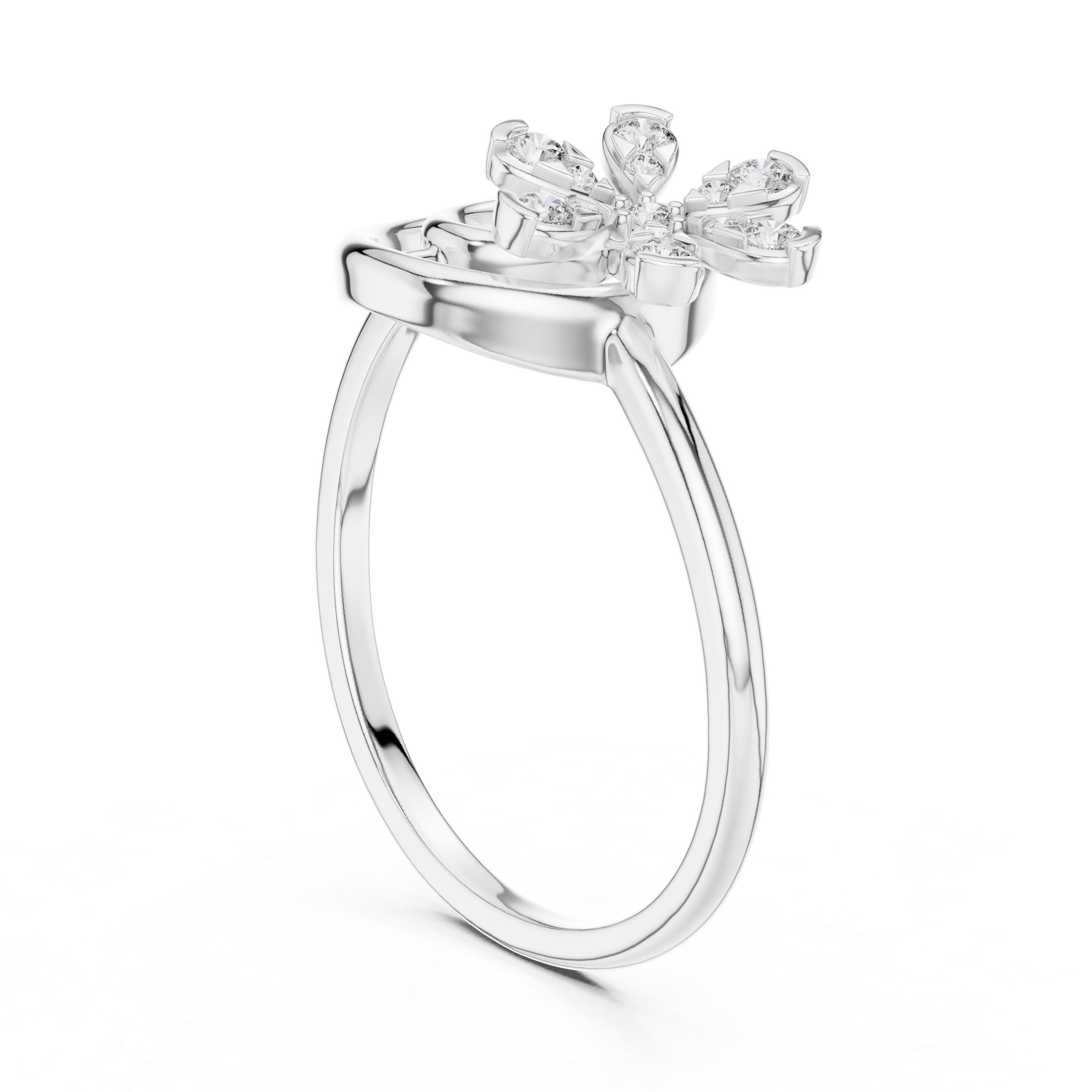 Diamond Floral Swirl Ring – Design 12#10043