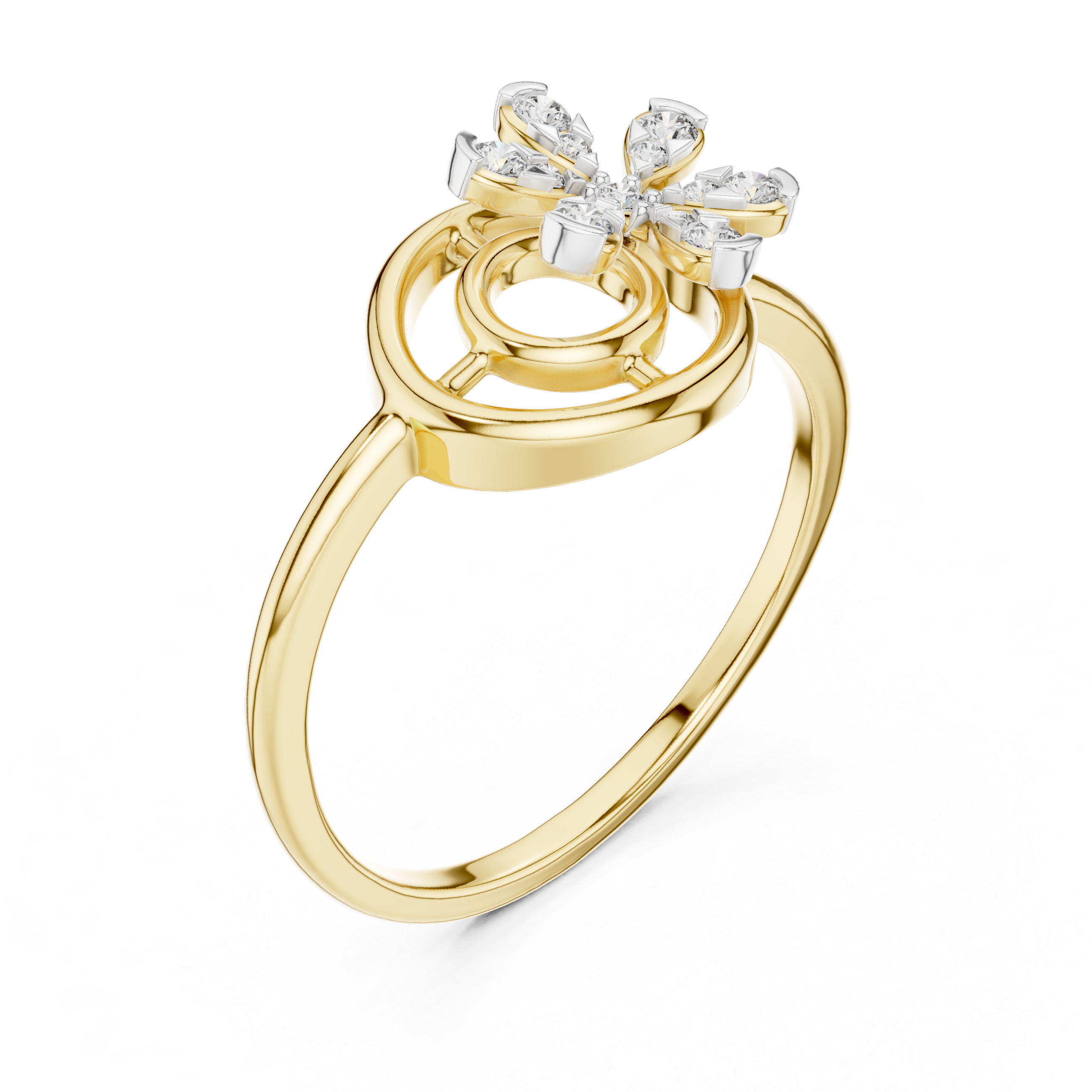 Diamond Floral Swirl Ring – Design 12#10043
