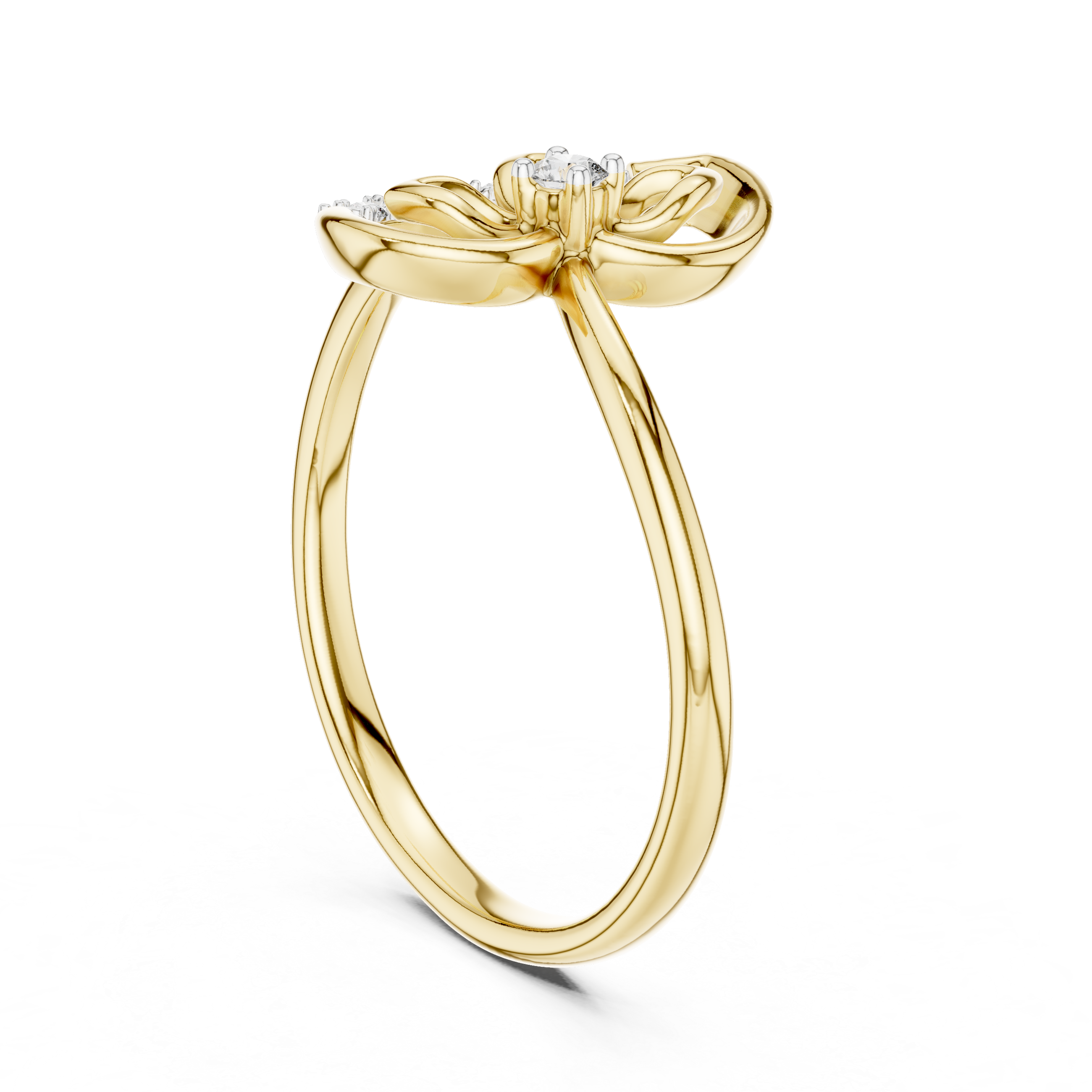 Diamond Paisley Flower Ring – Design 12#10045