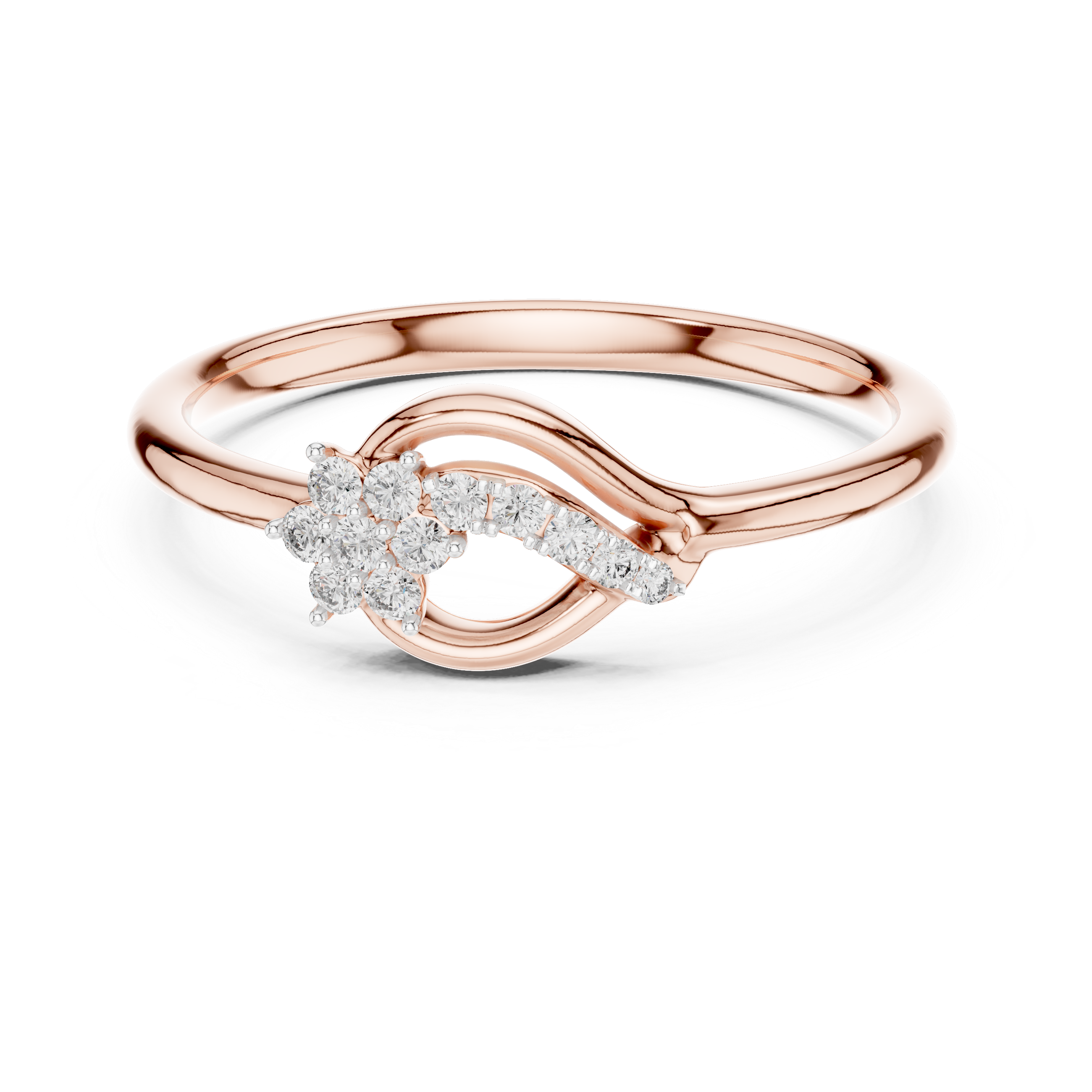 Diamond Floral Leaf Ring – Design 12#10046