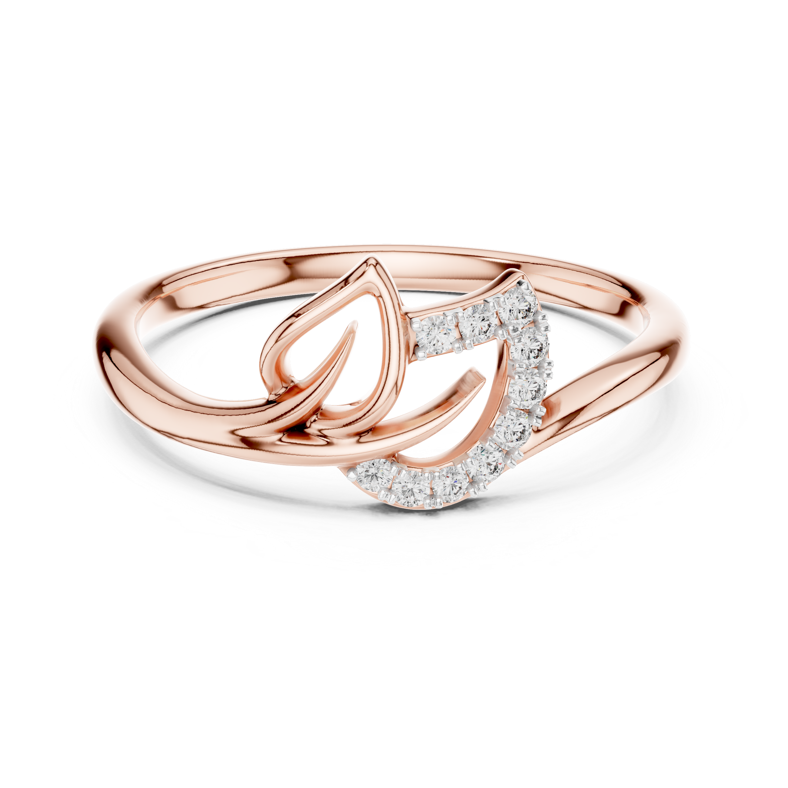 Diamond Layered Leaf Ring – Design 12#10047