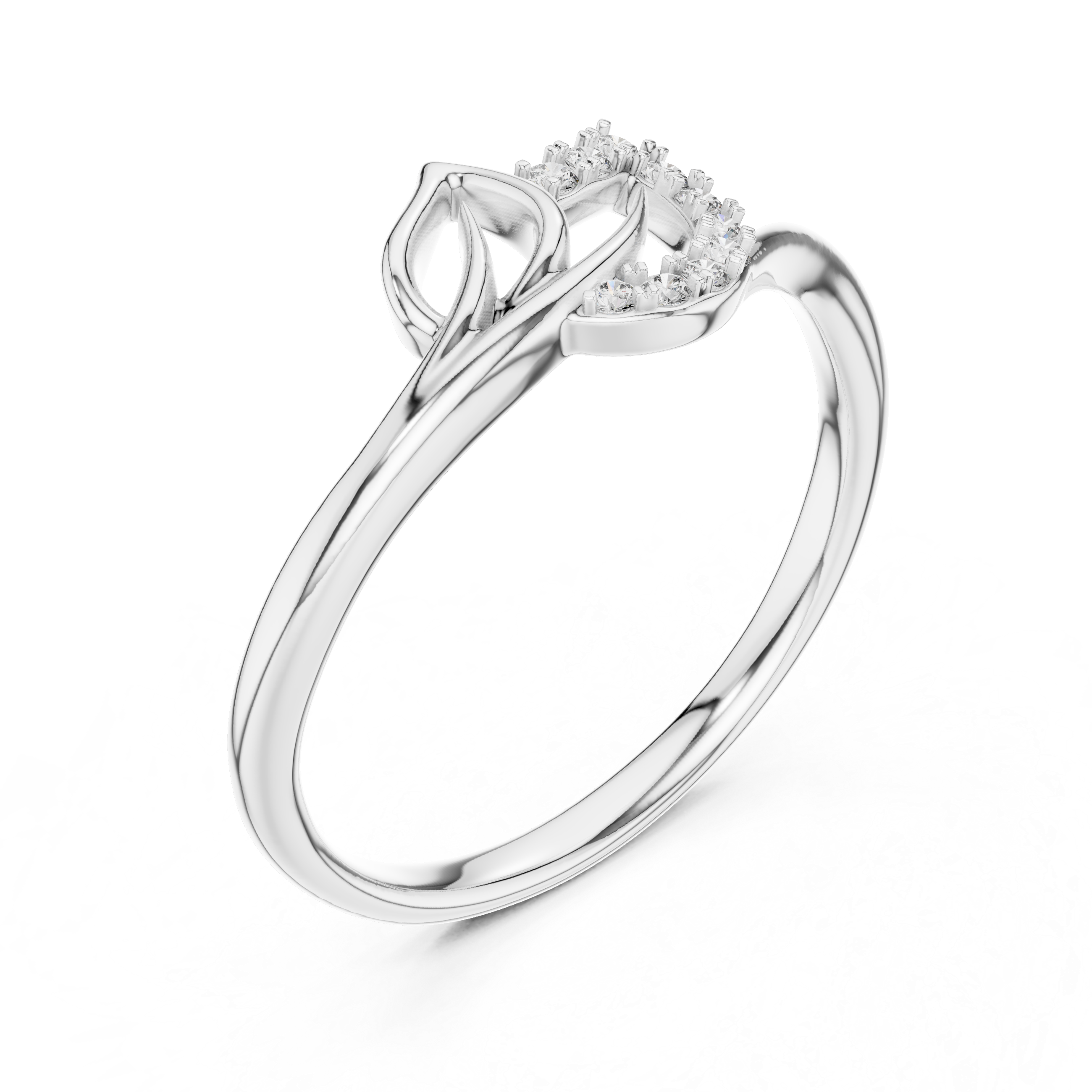 Diamond Layered Leaf Ring – Design 12#10047