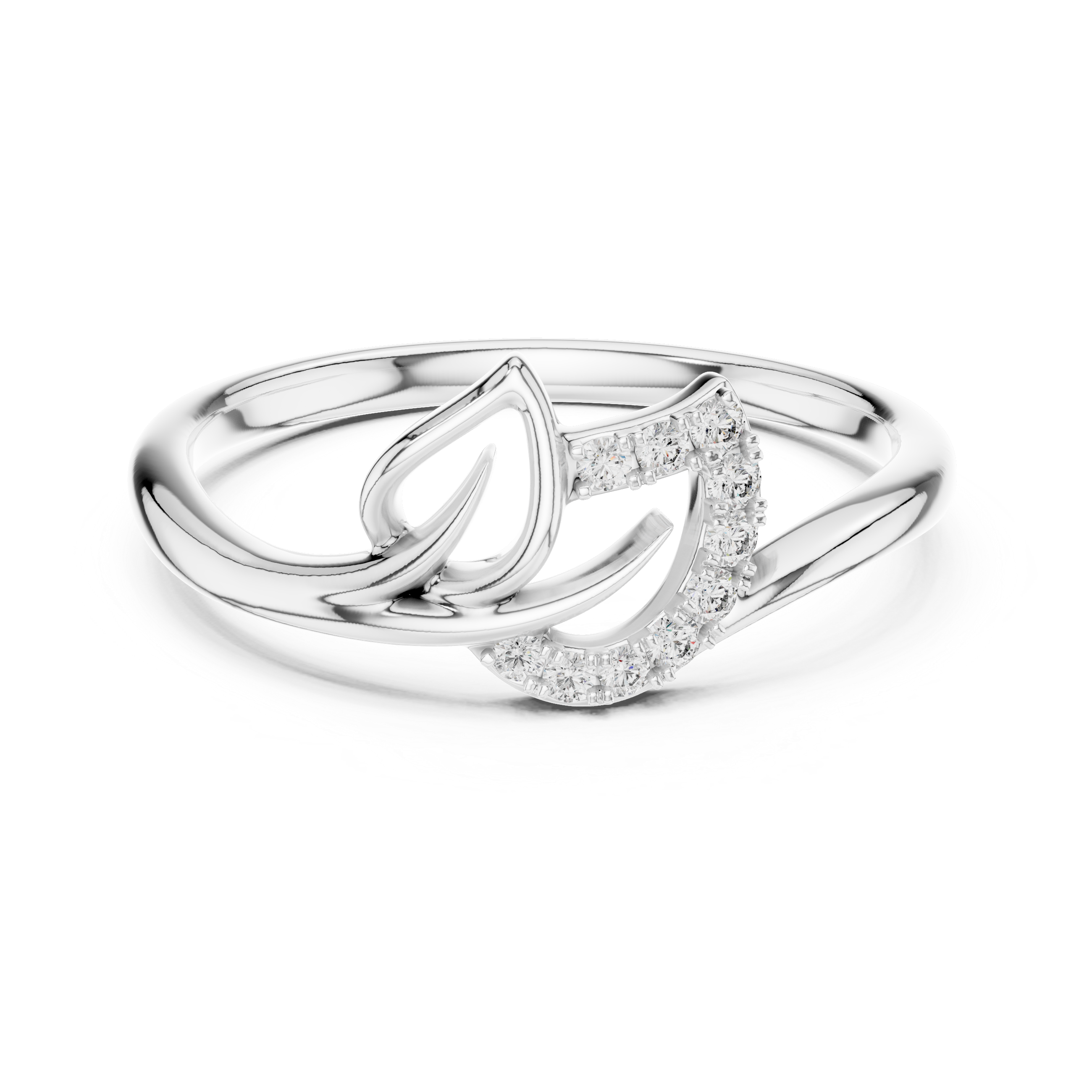 Diamond Layered Leaf Ring – Design 12#10047