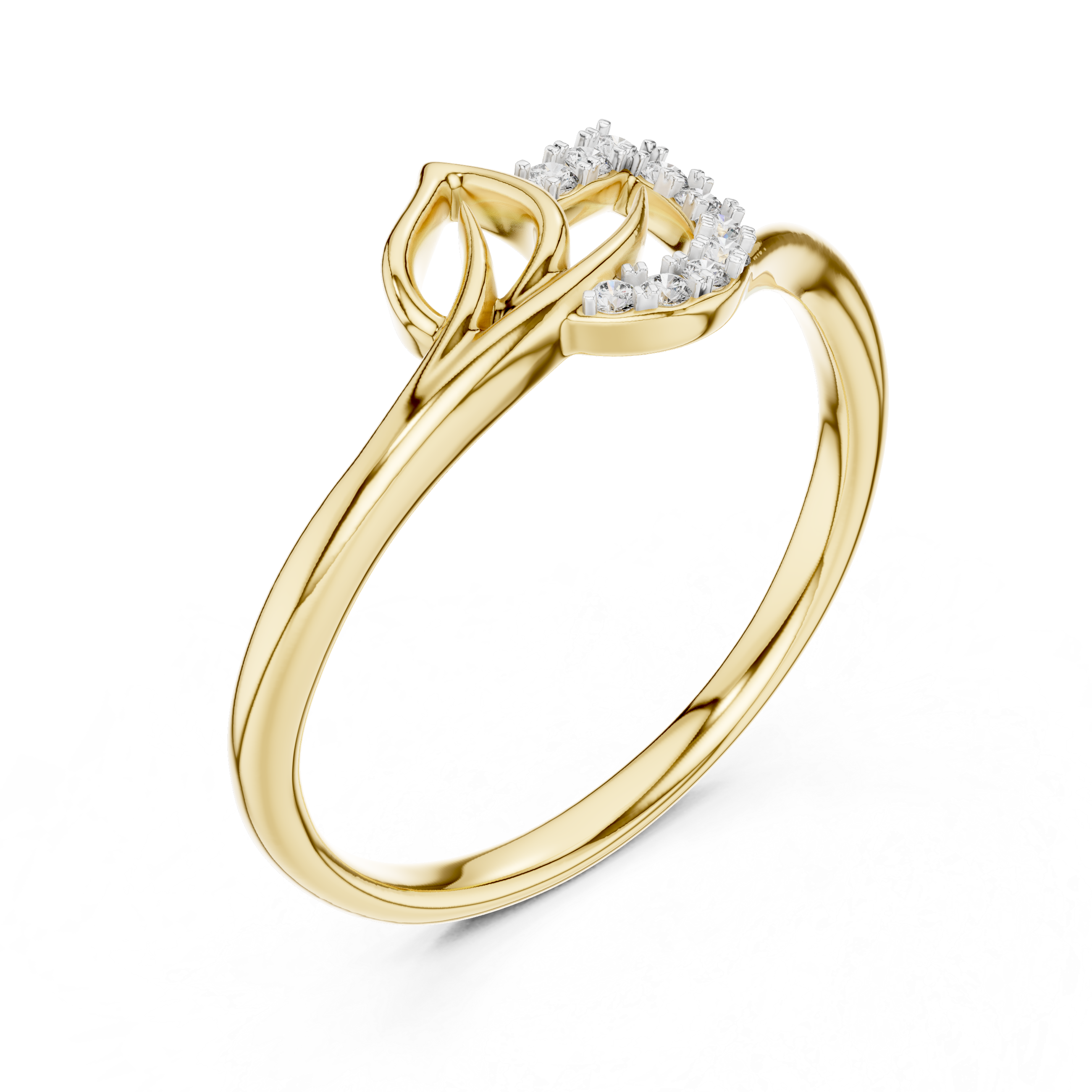 Diamond Layered Leaf Ring – Design 12#10047