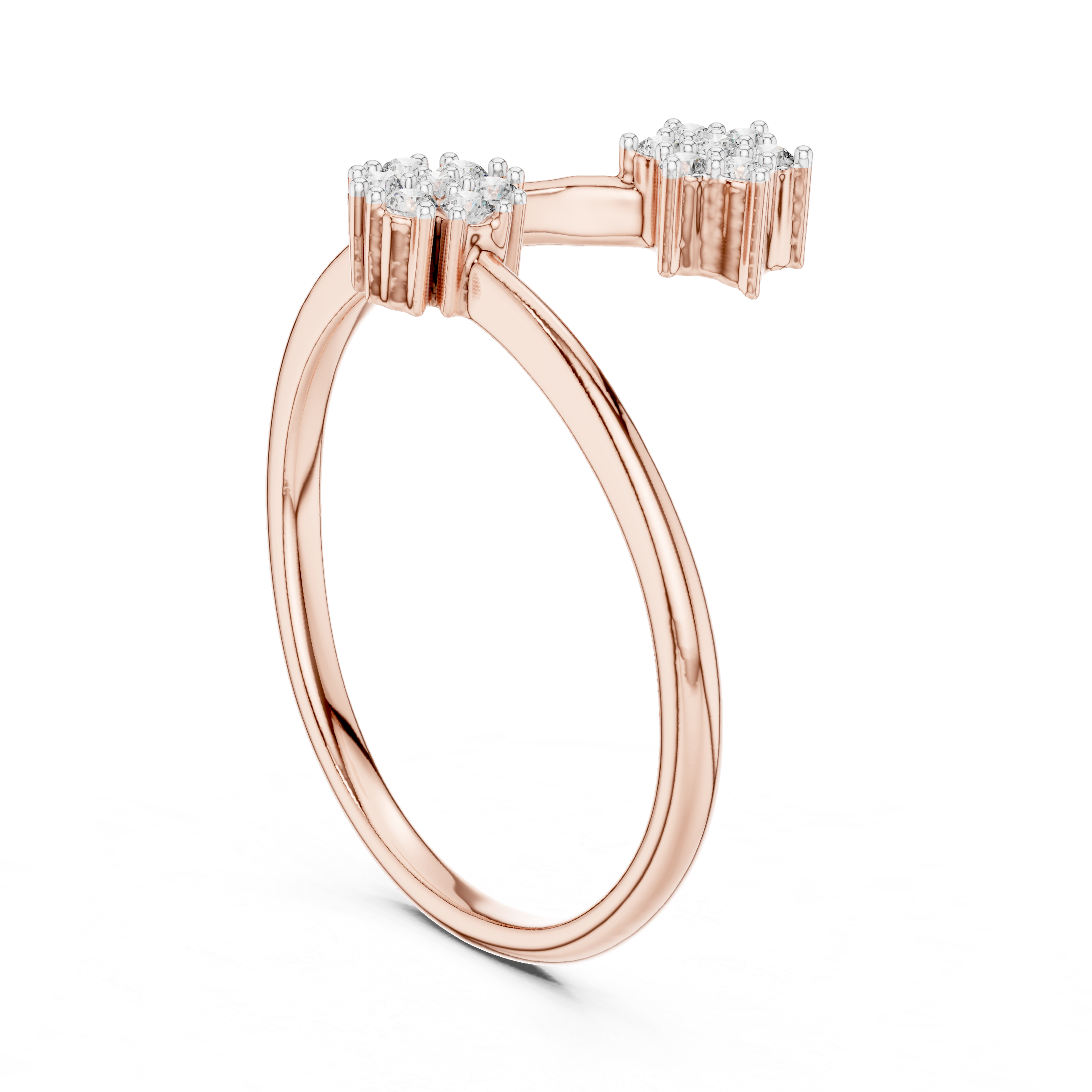 Diamond Double Cluster Bypass Ring – Design 12#10051
