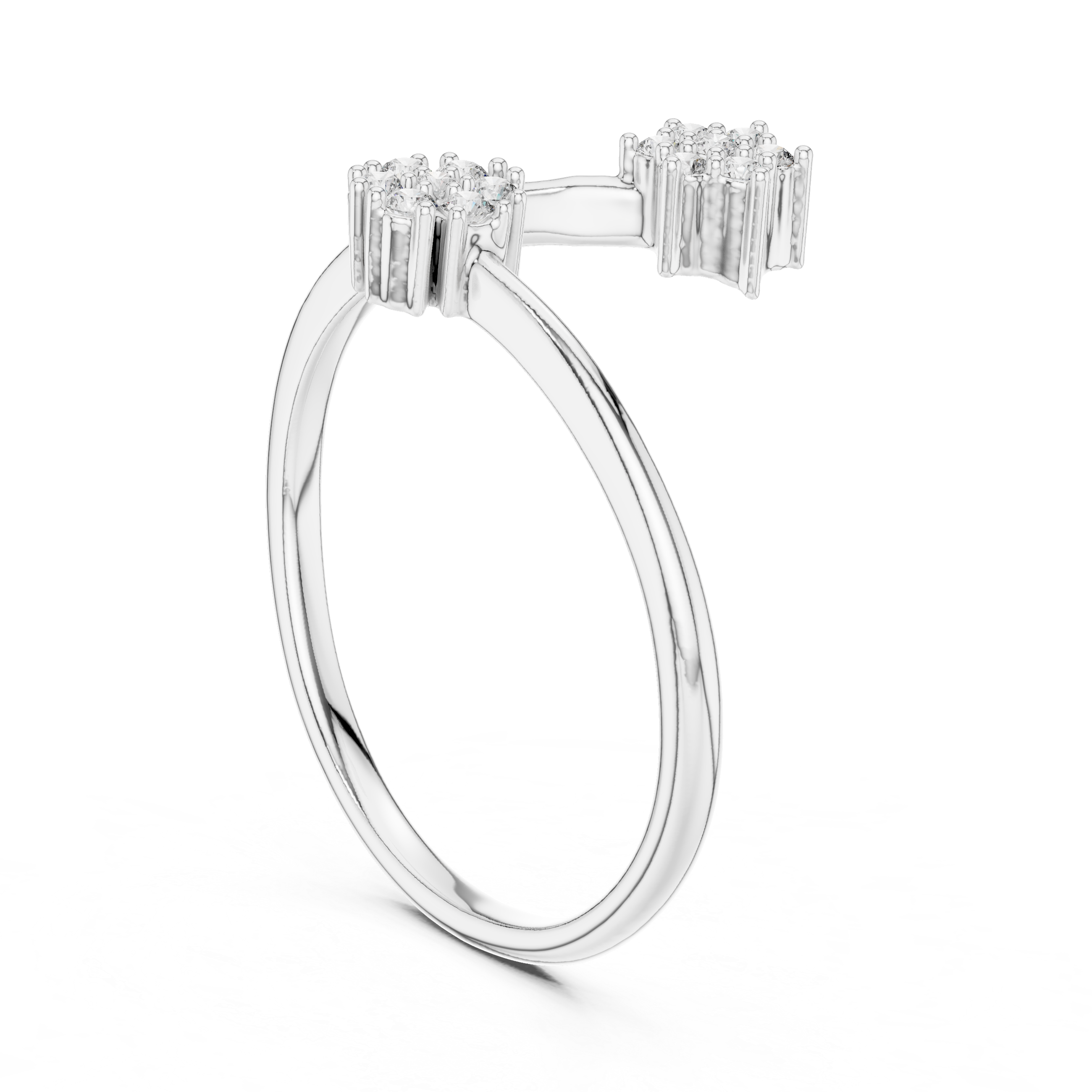 Diamond Double Cluster Bypass Ring – Design 12#10051