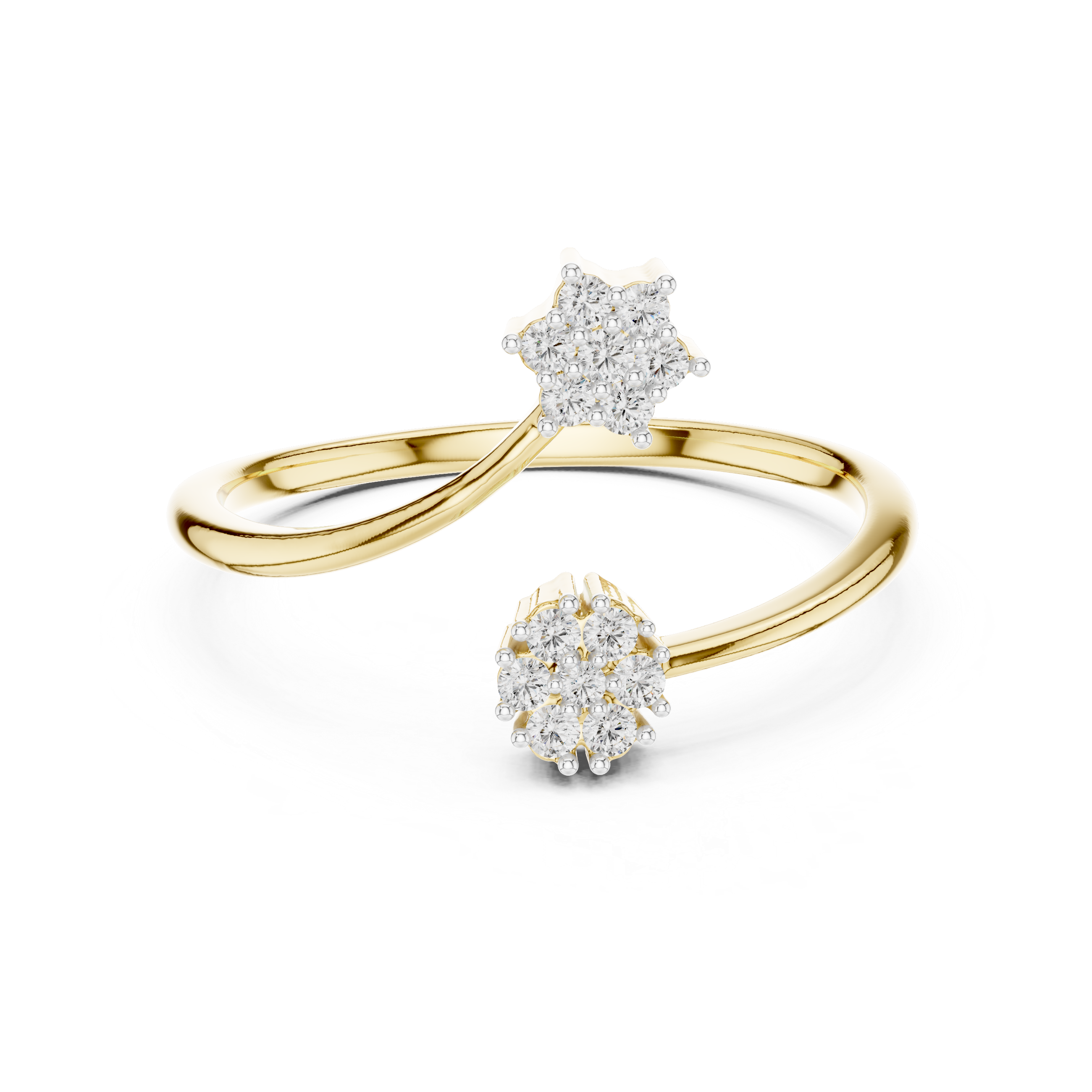 Diamond Double Cluster Bypass Ring – Design 12#10051