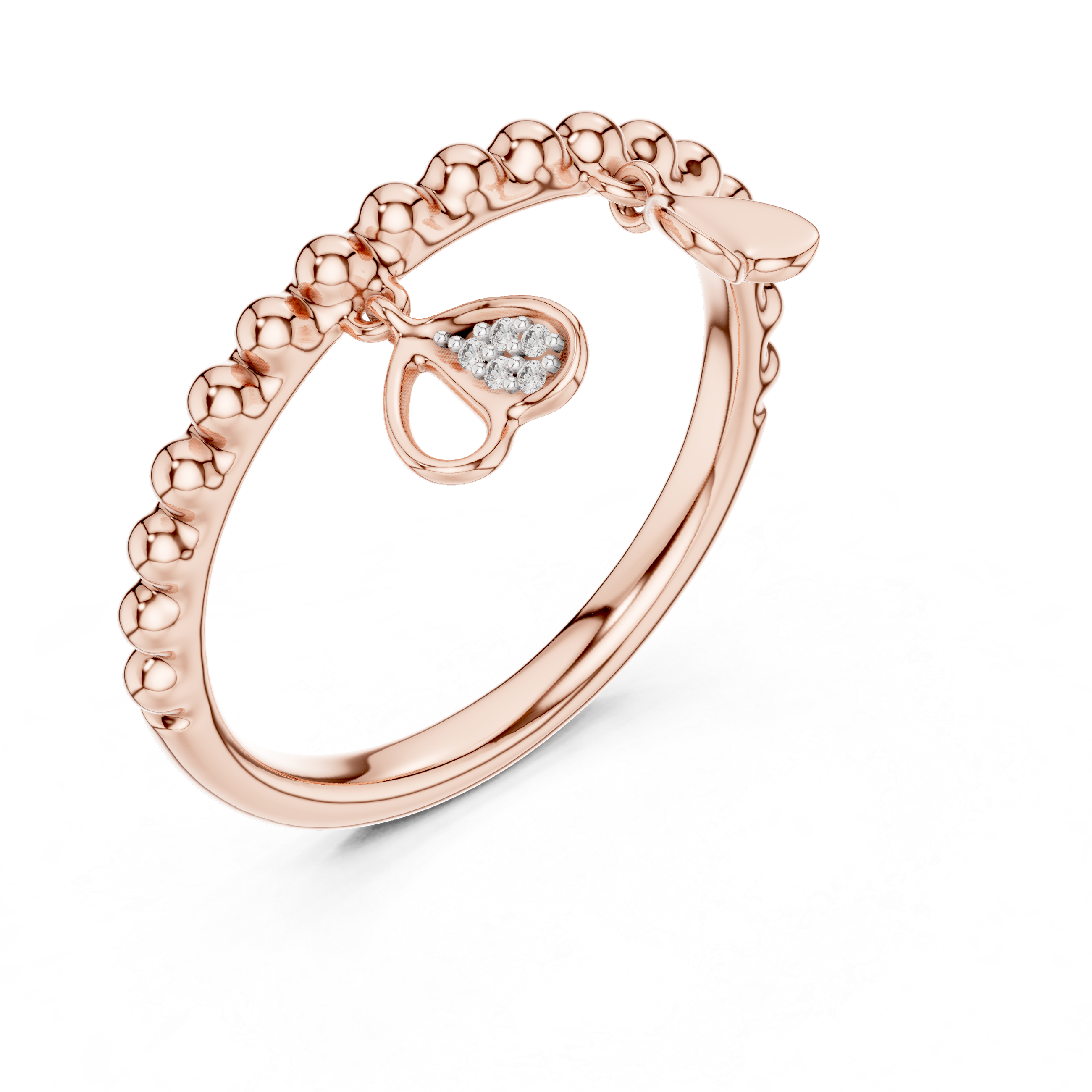 Diamond Teardrop Charm Beaded Ring – Design 12#10055
