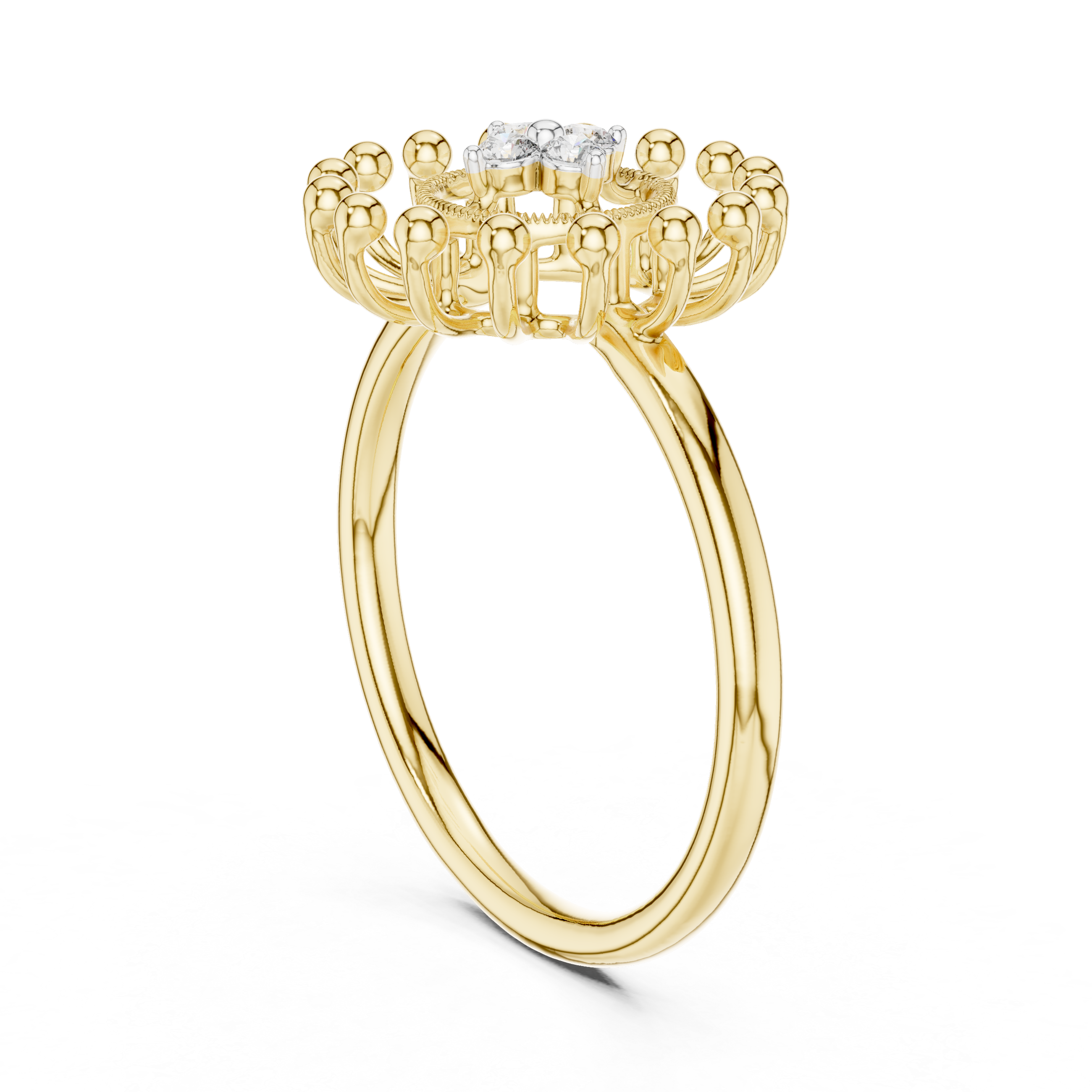 Diamond Sunburst Crown Ring – Design 12#10056