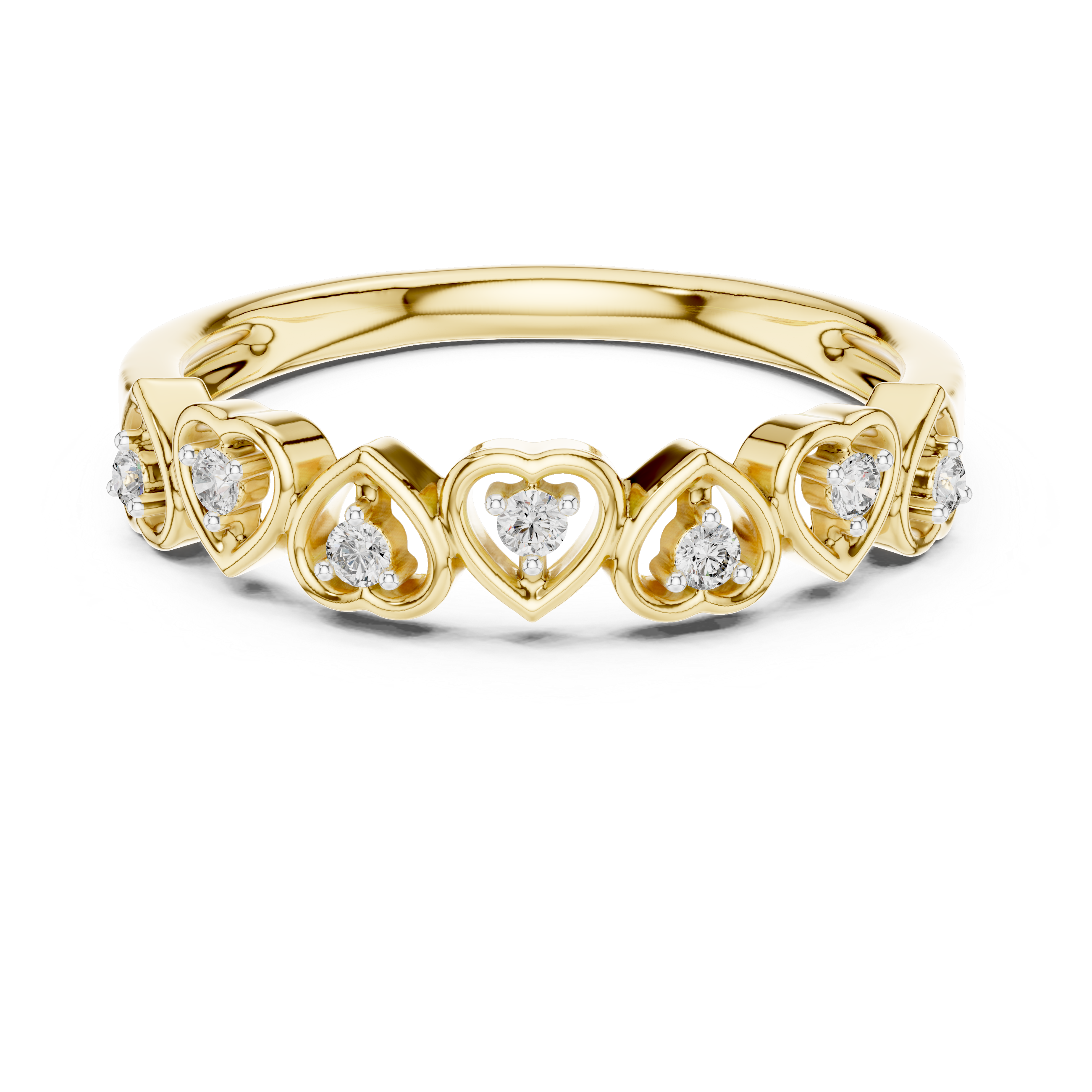 Diamond Heart Station Ring – Design 12#10058