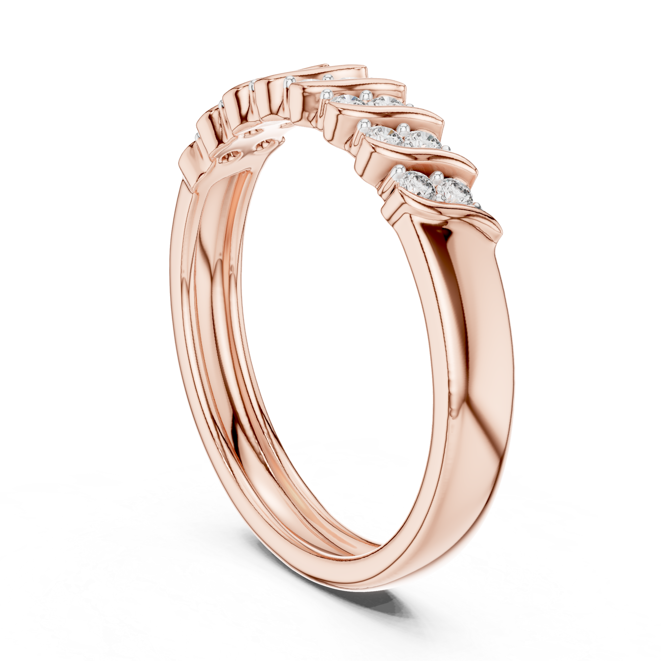 Diamond Interlocking Ribbon Ring – Design 12#10059