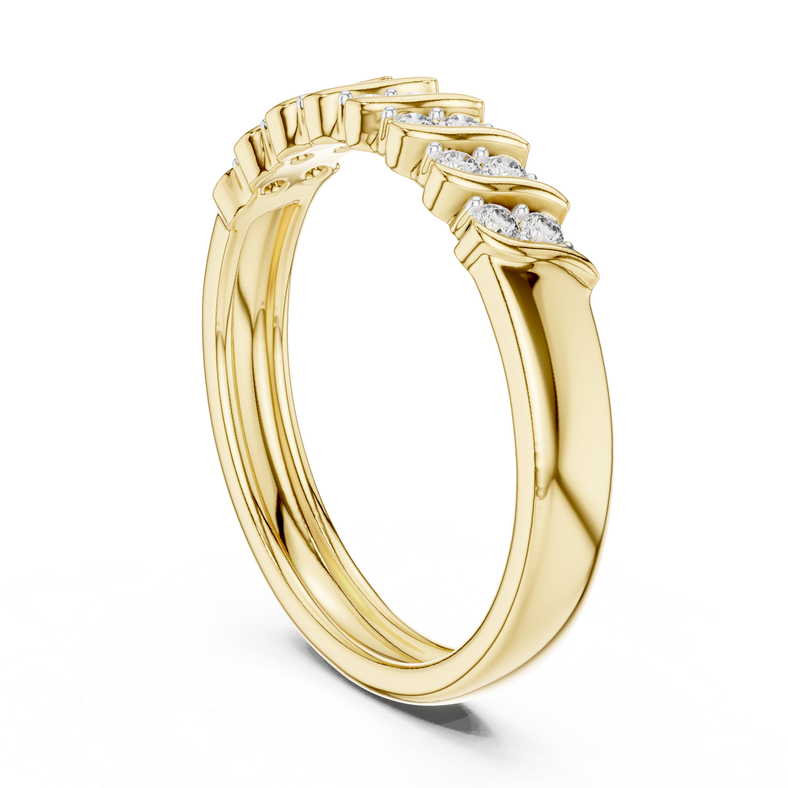 Diamond Interlocking Ribbon Ring – Design 12#10059