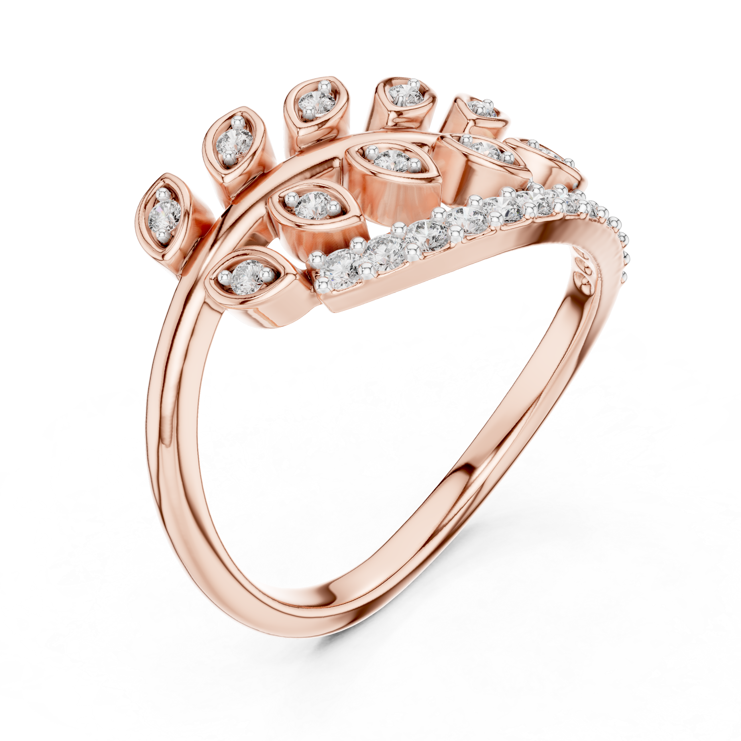 Diamond Leaf Wrap Ring – Design 12#10061