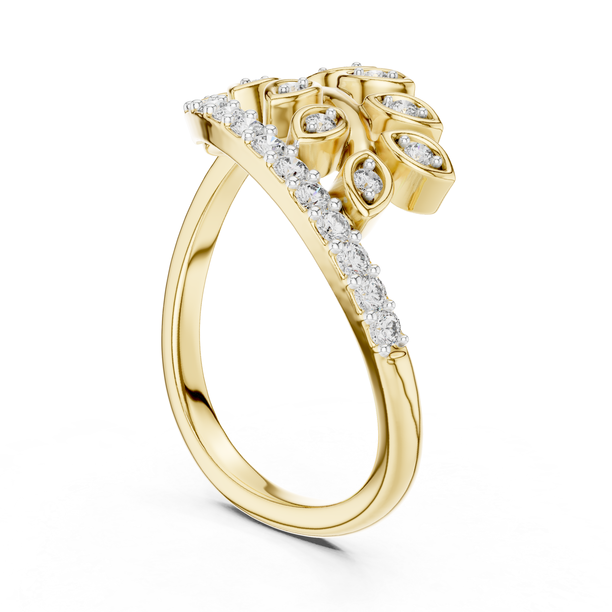 Diamond Leaf Wrap Ring – Design 12#10061