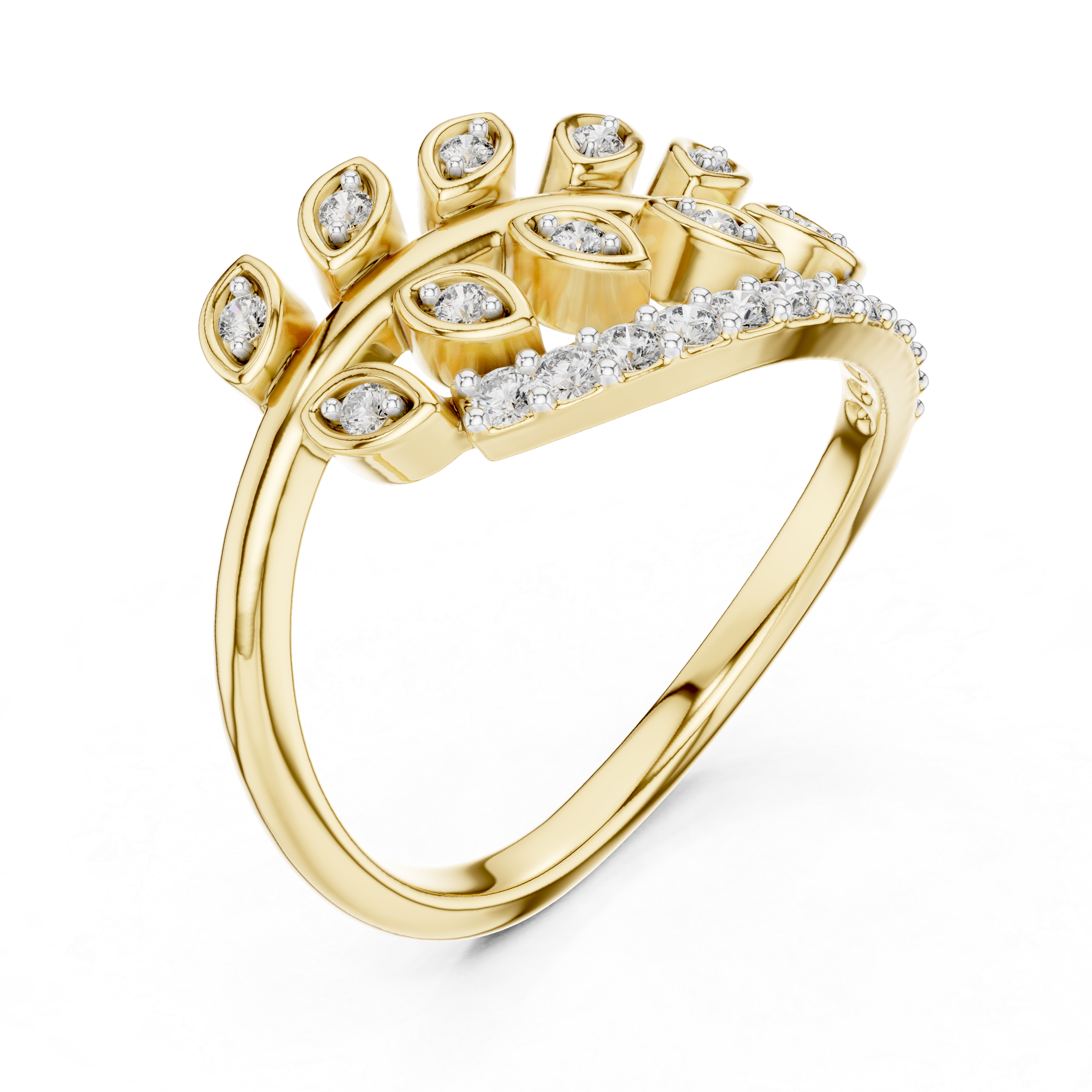 Diamond Leaf Wrap Ring – Design 12#10061