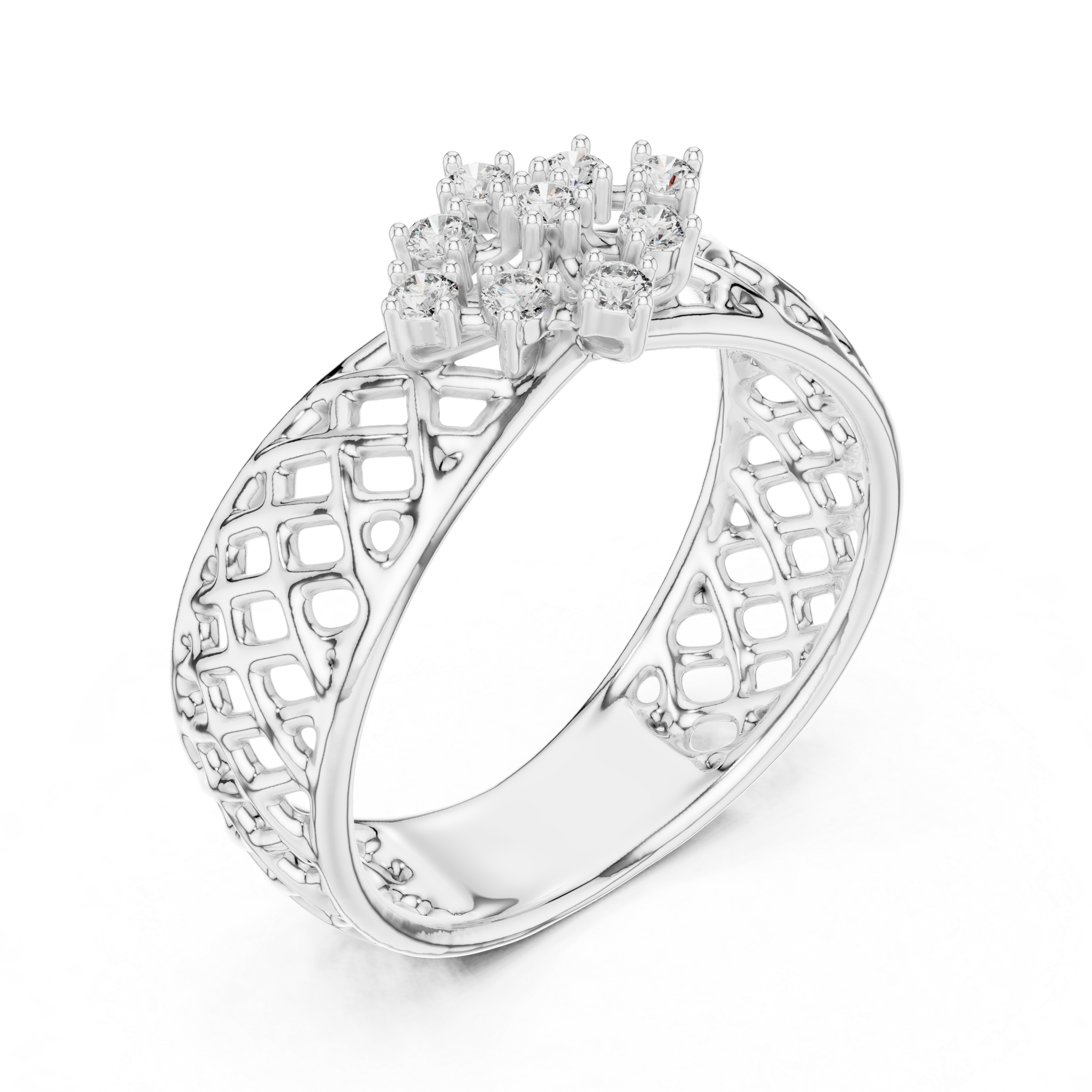 Diamond Woven Floral Ring – Design 12#10062