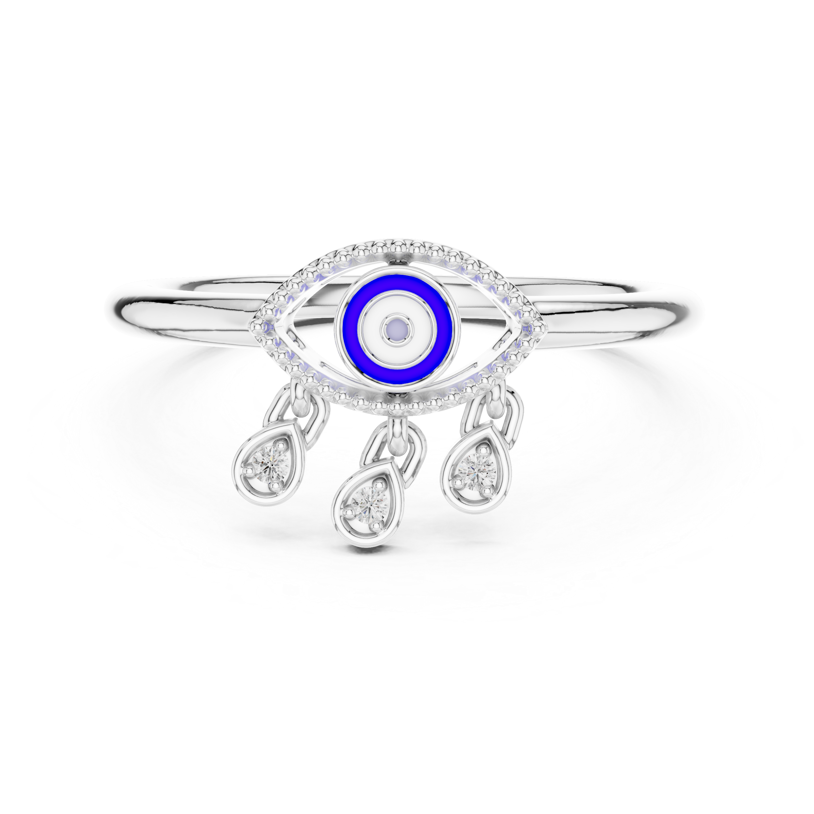 Diamond Evil Eye Charm Ring – Design 12#10063