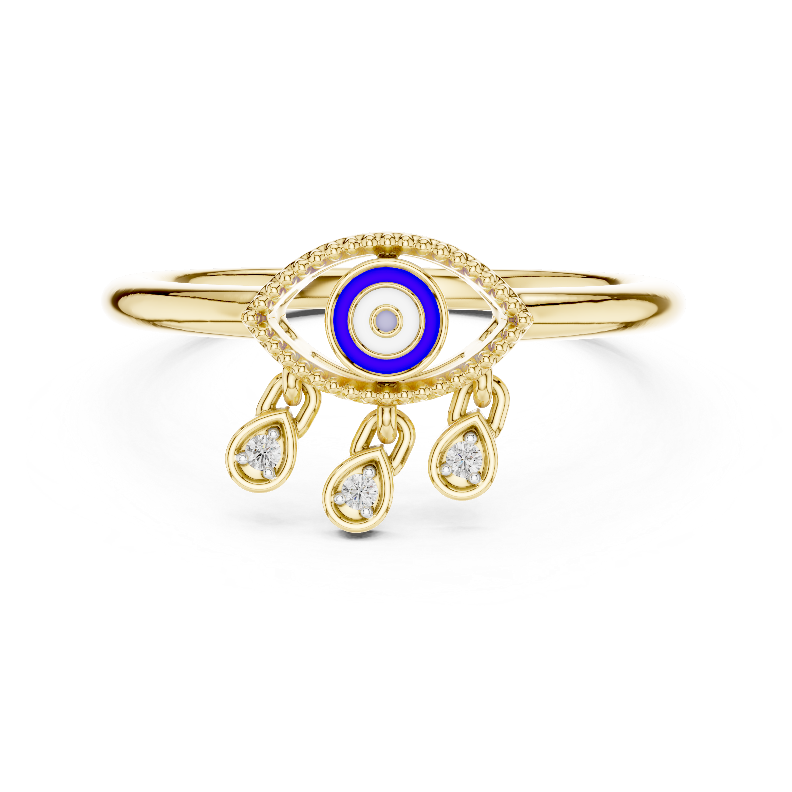 Diamond Evil Eye Charm Ring – Design 12#10063