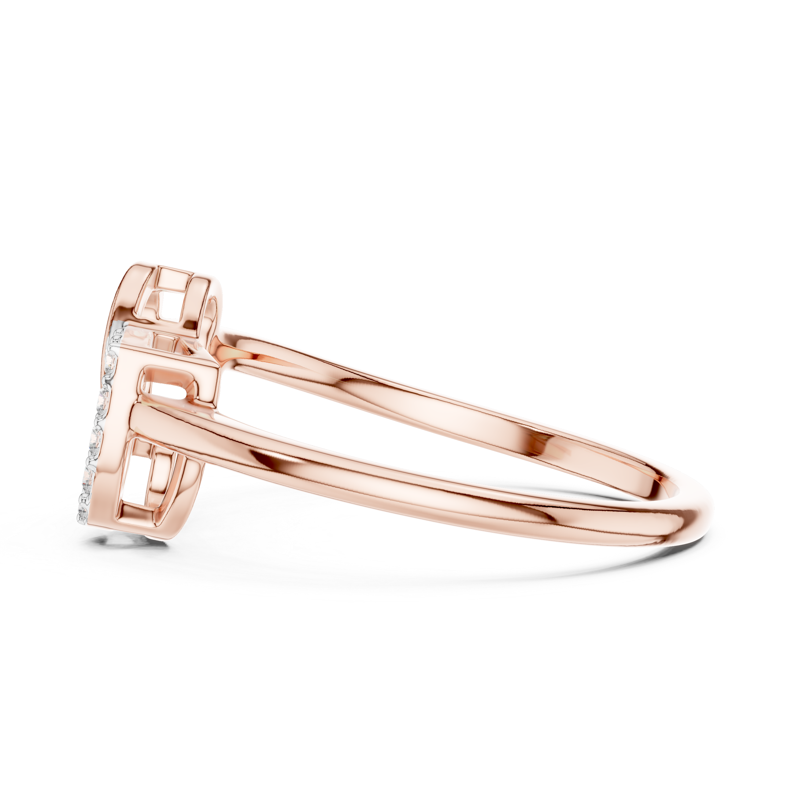 Diamond Double Heart Ring – Design 12#10064