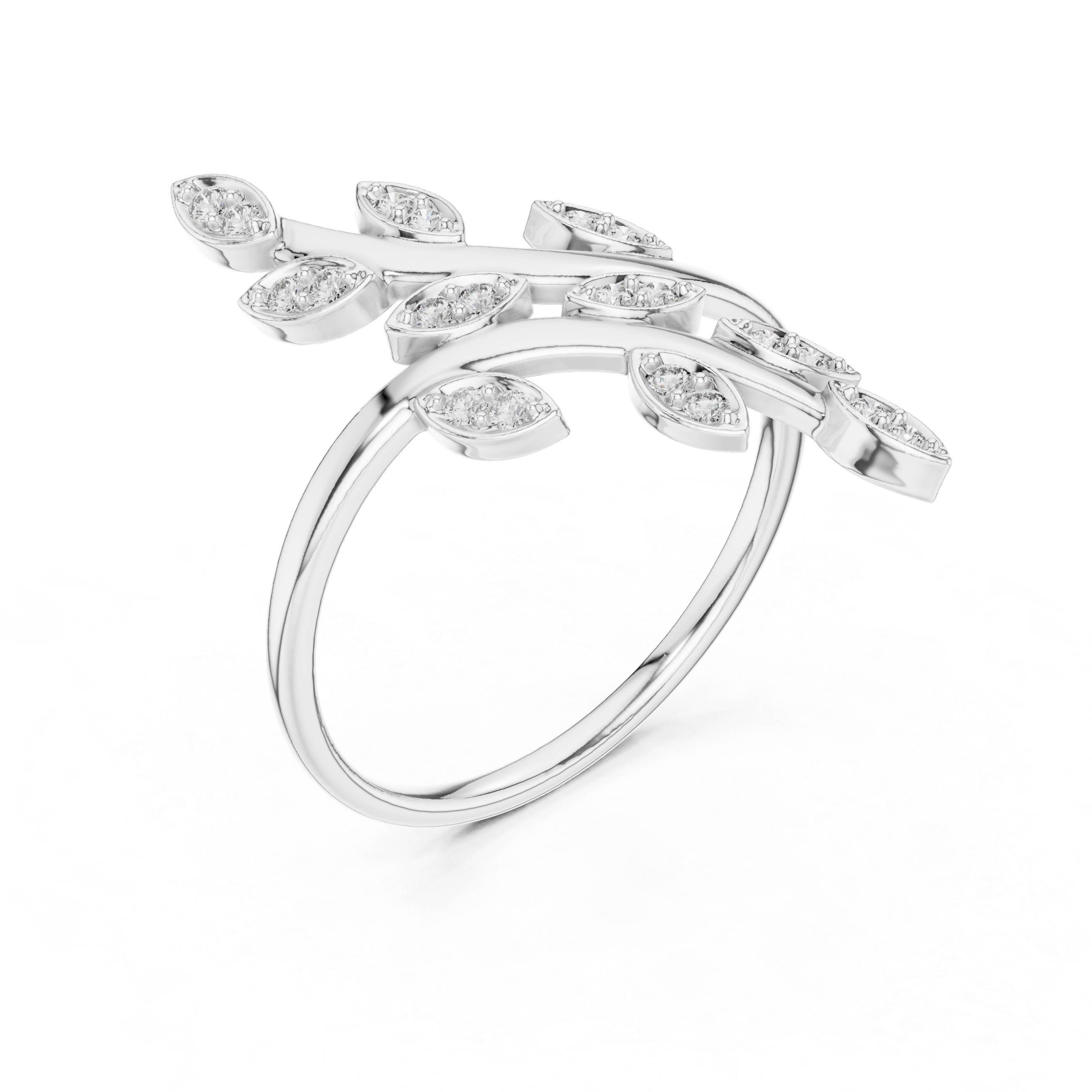 Diamond Leaf Branch Ring – Design 12#10066