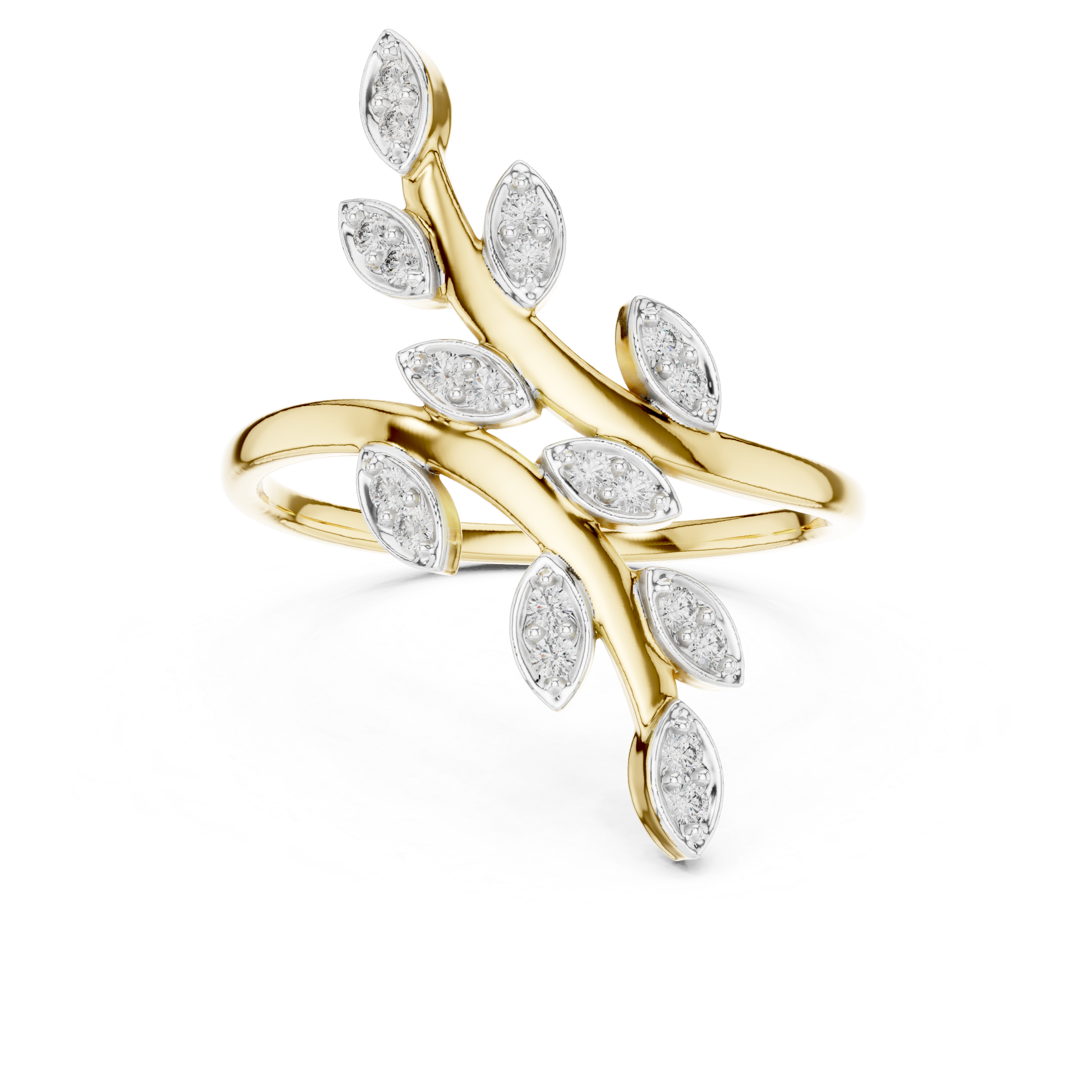 Diamond Leaf Branch Ring – Design 12#10066