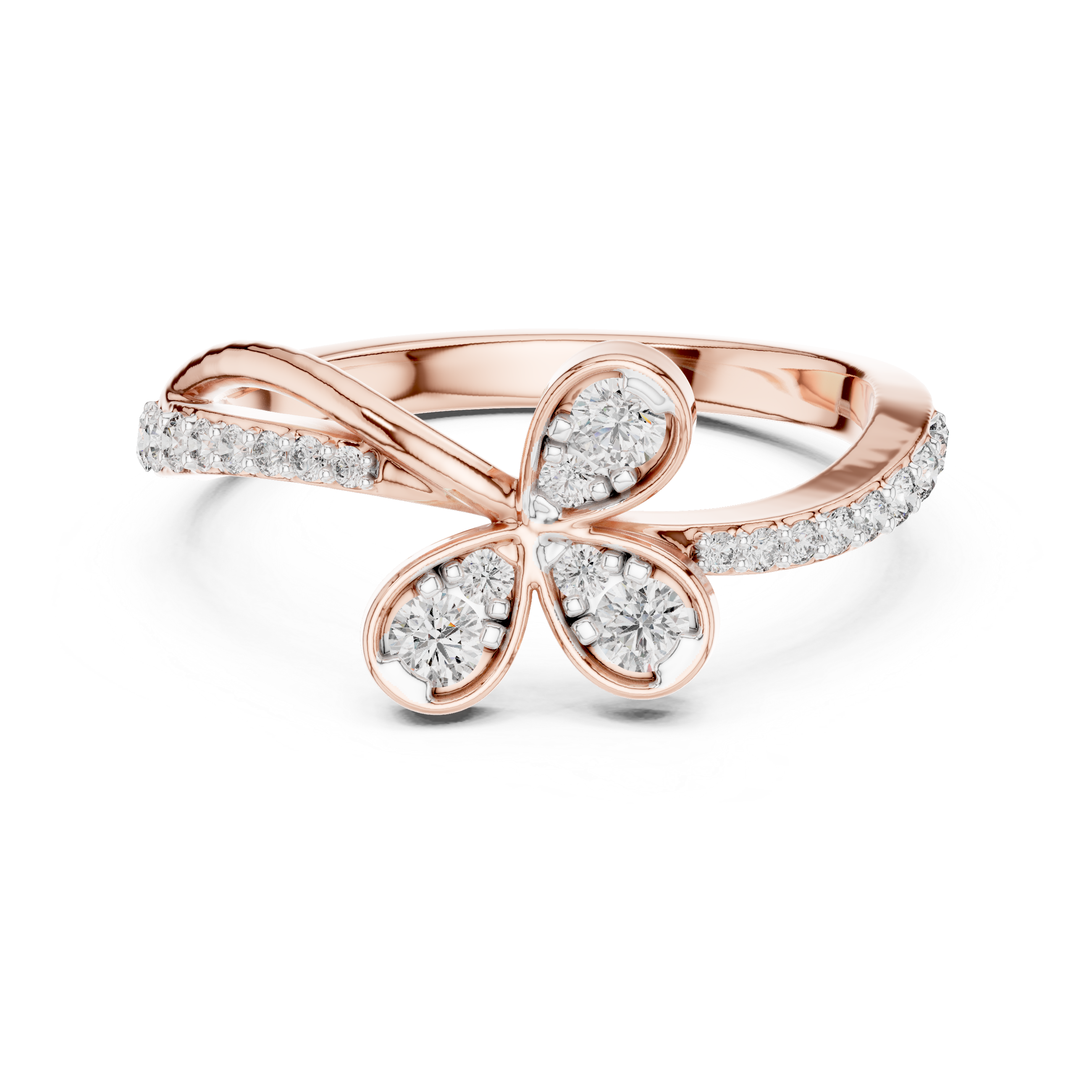 Diamond Butterfly Bypass Ring – Design 12#10067