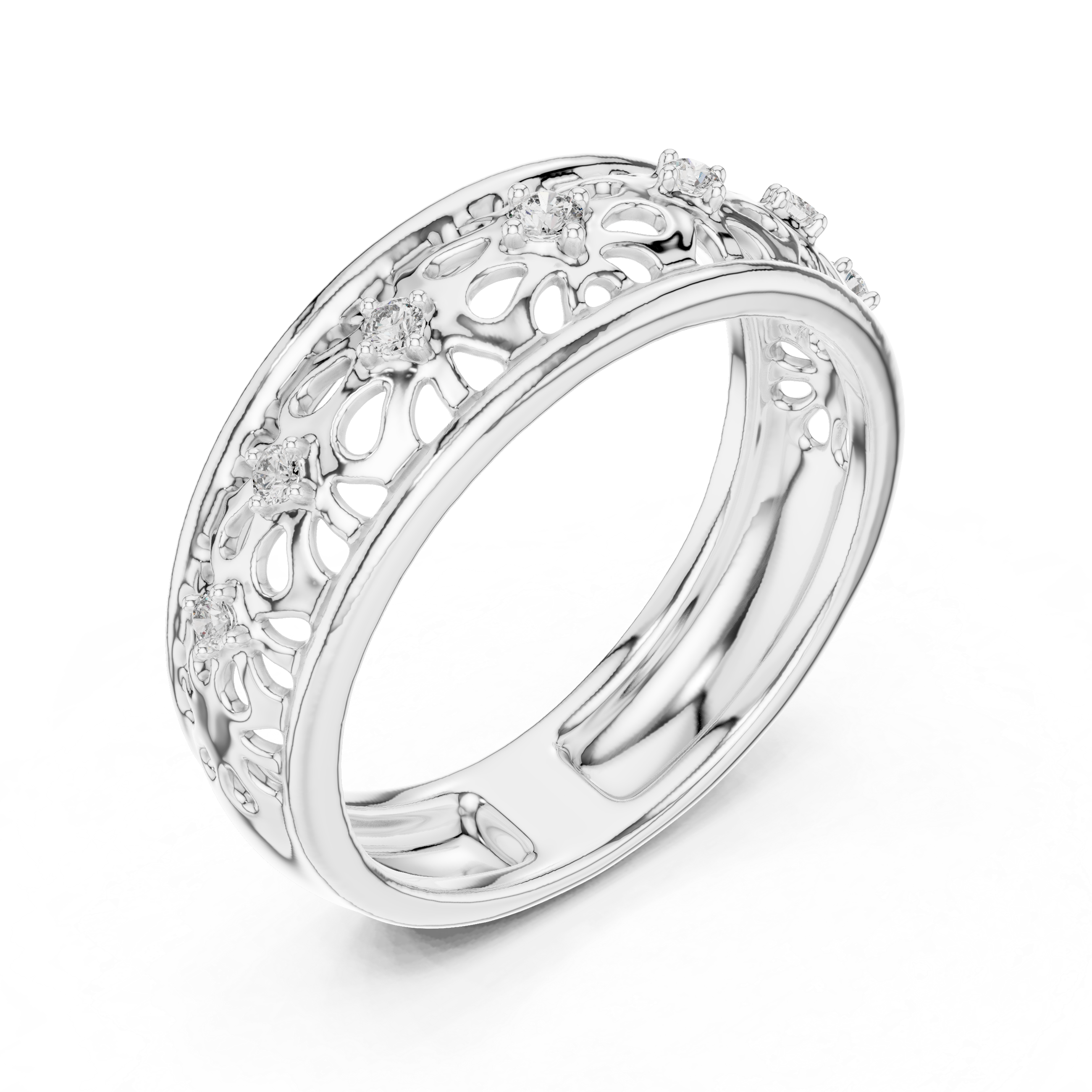 Diamond Floral Filigree Band – Design 12#10071