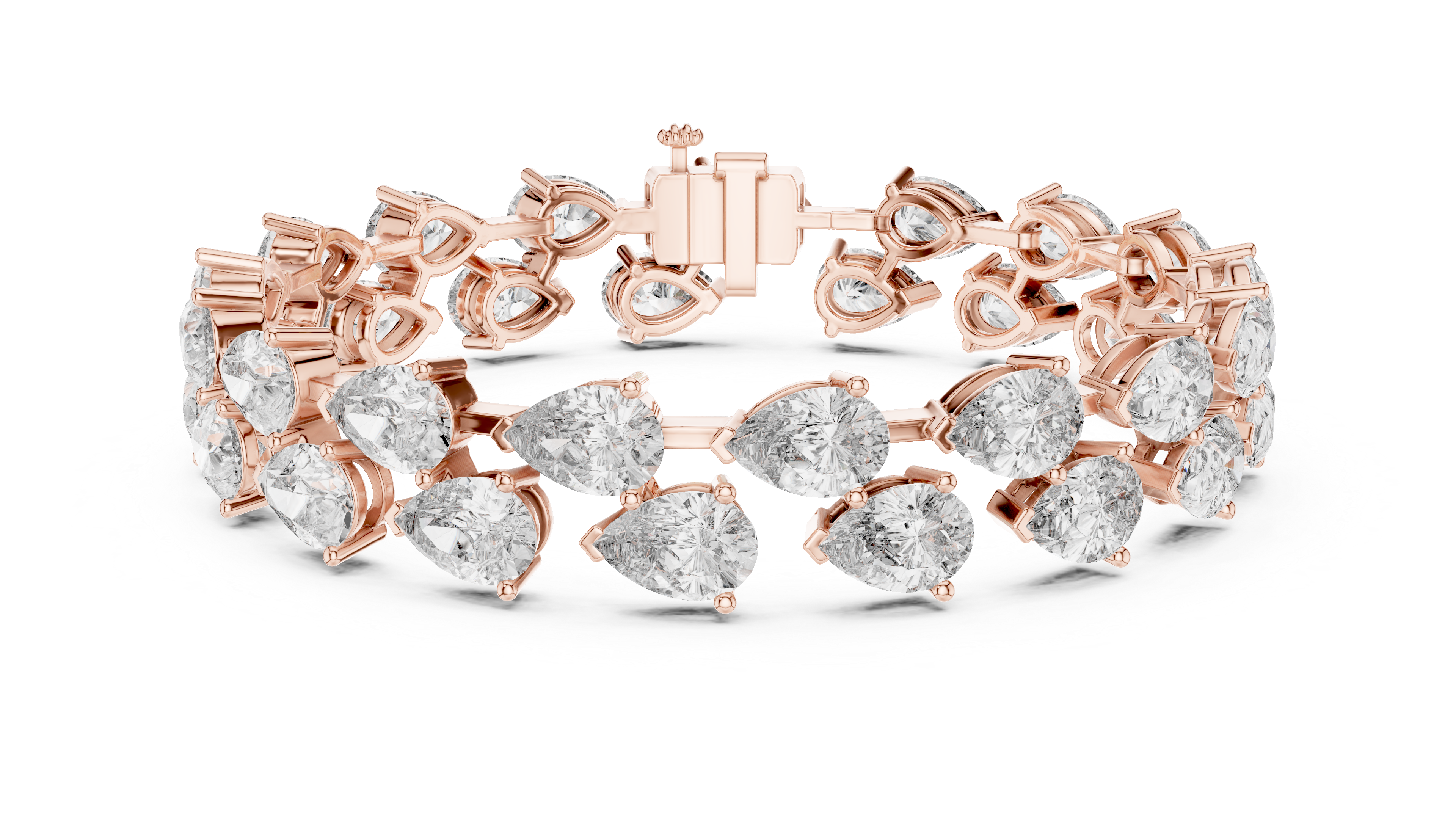 Double-Row Pear Lab-Grown Diamond Tennis Bracelet