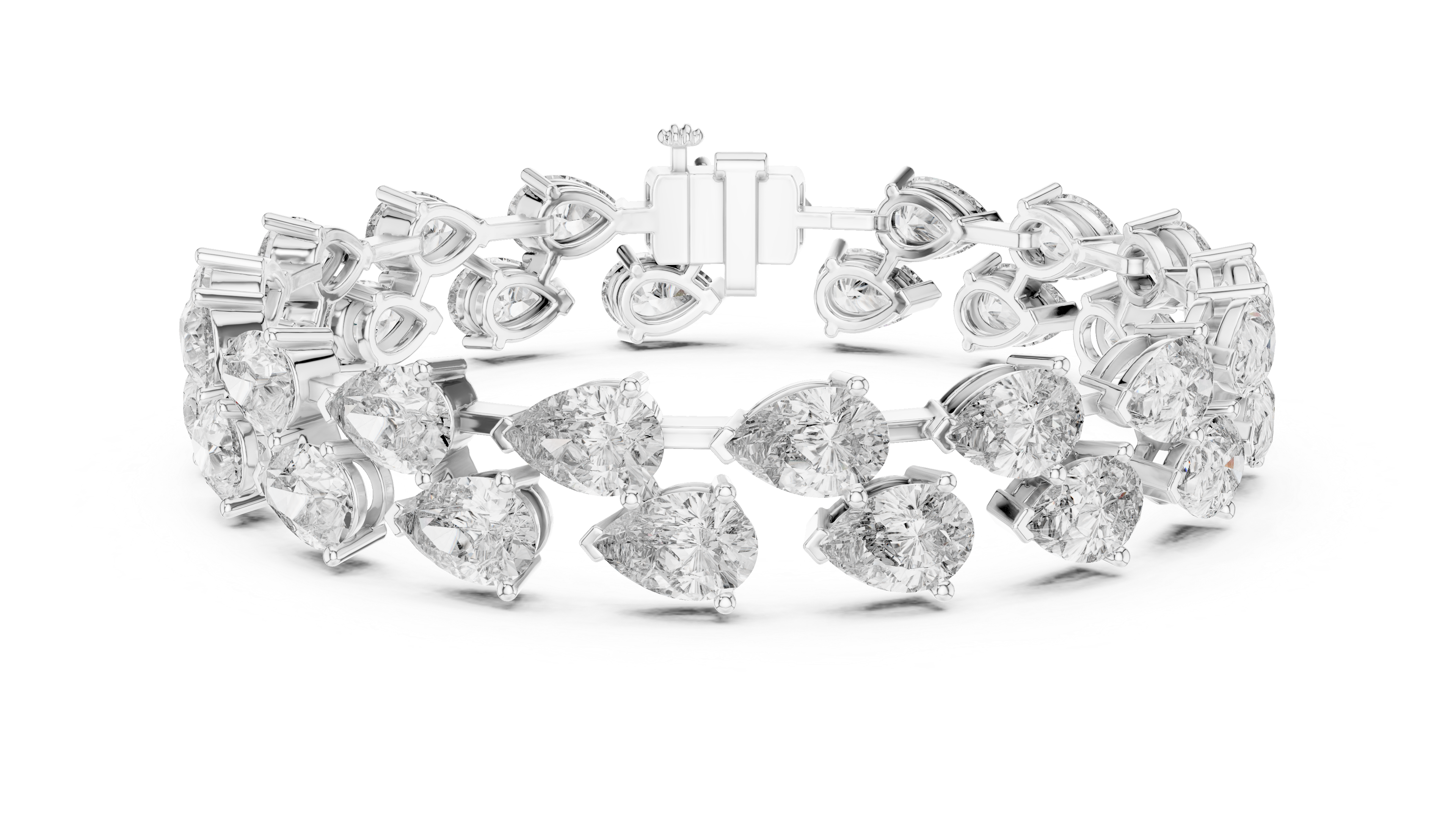 Alternating Pear-Cut Lab-Grown Diamond Tennis Bracelet