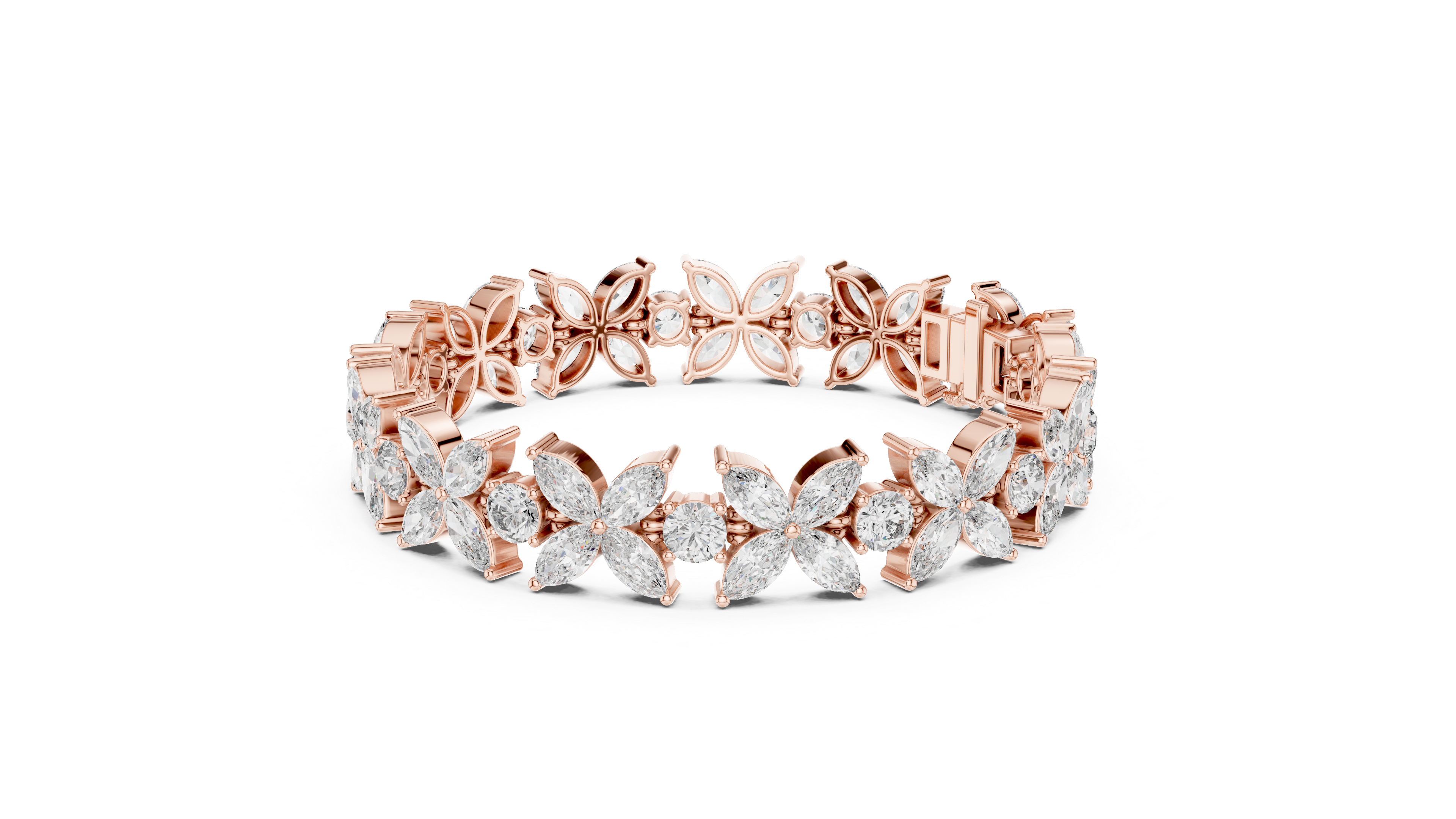 Floral Marquise & Round Lab-Grown Diamond Tennis Bracelet