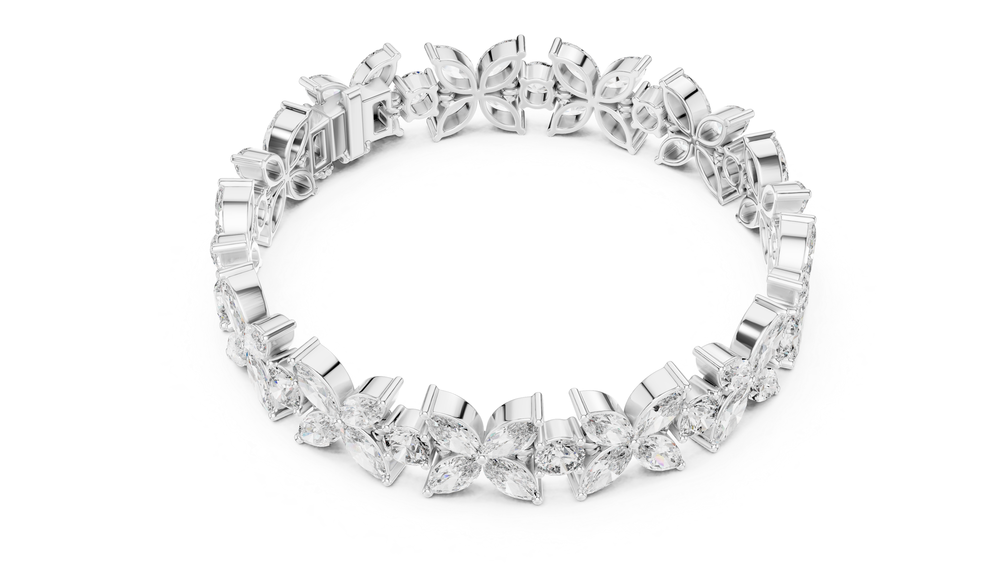 Floral Marquise & Round Lab-Grown Diamond Tennis Bracelet