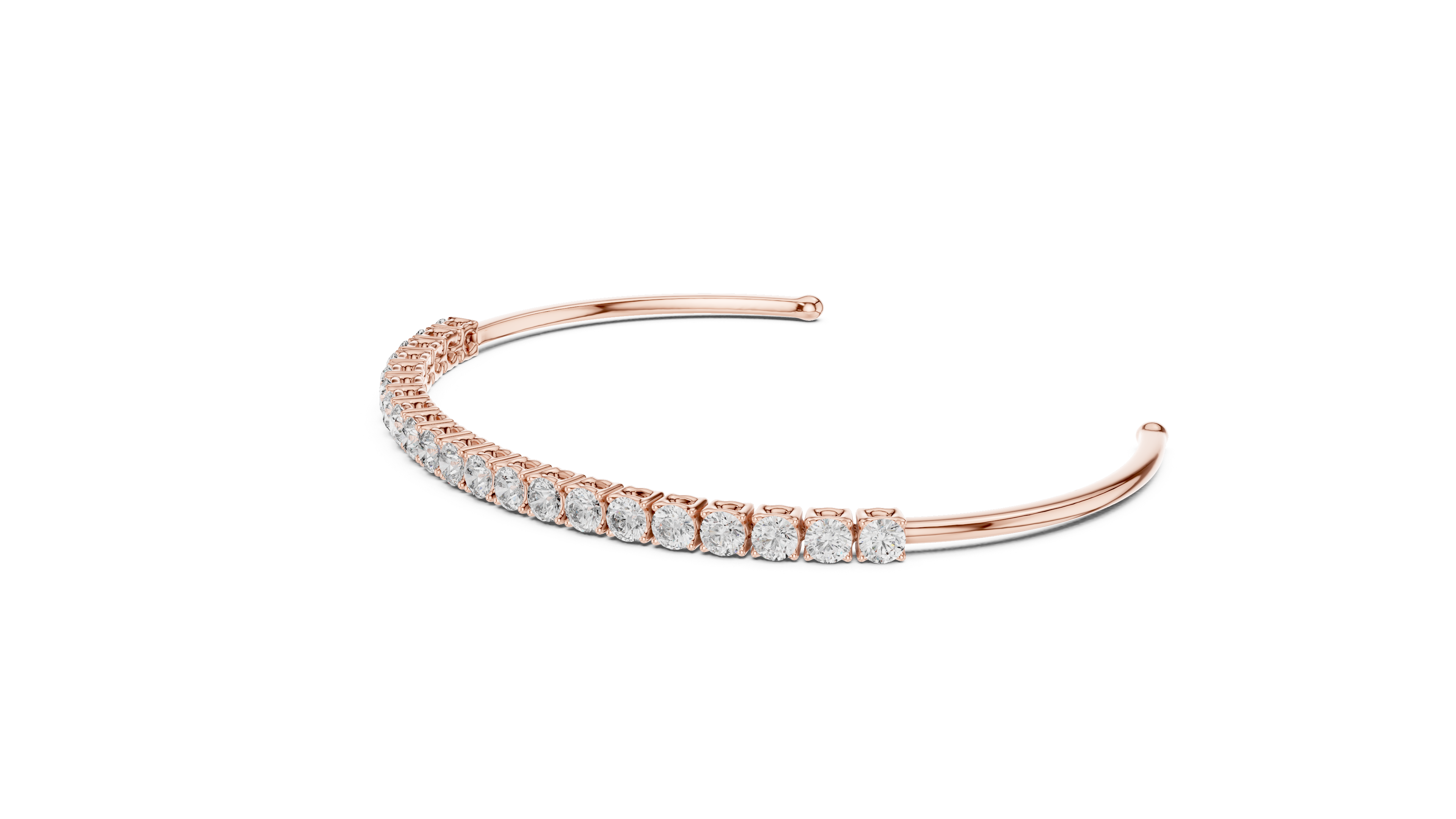 Round Lab-Grown Diamond Half-Tennis Cuff Bracelet