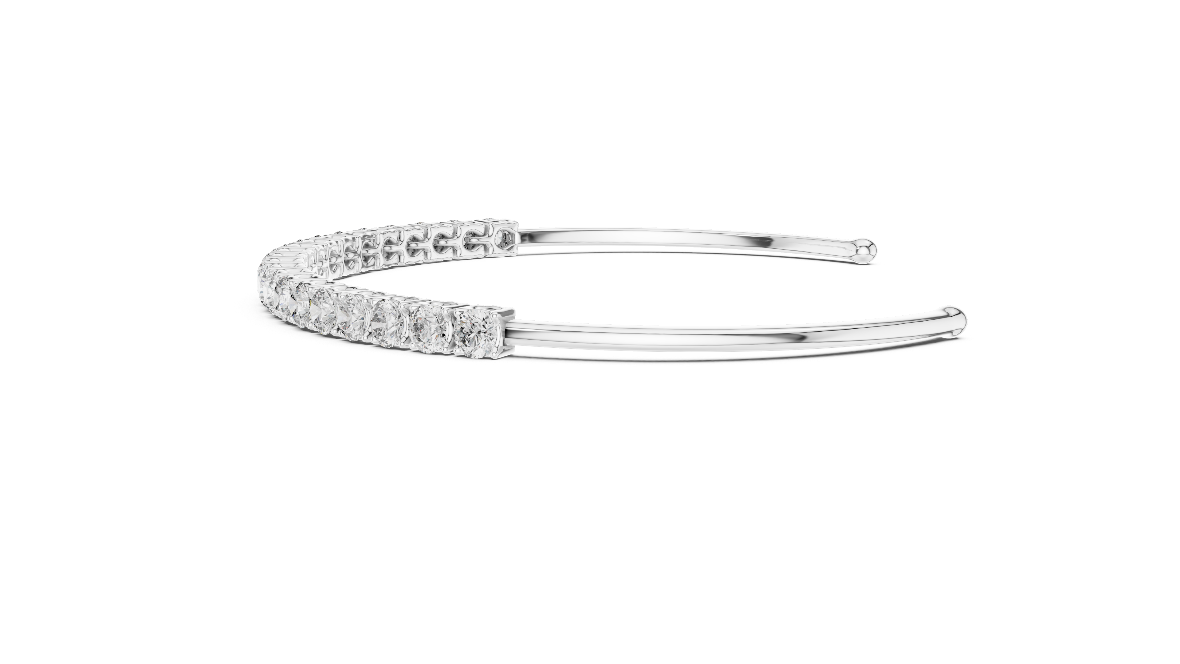 Round Lab-Grown Diamond Half-Tennis Cuff Bracelet