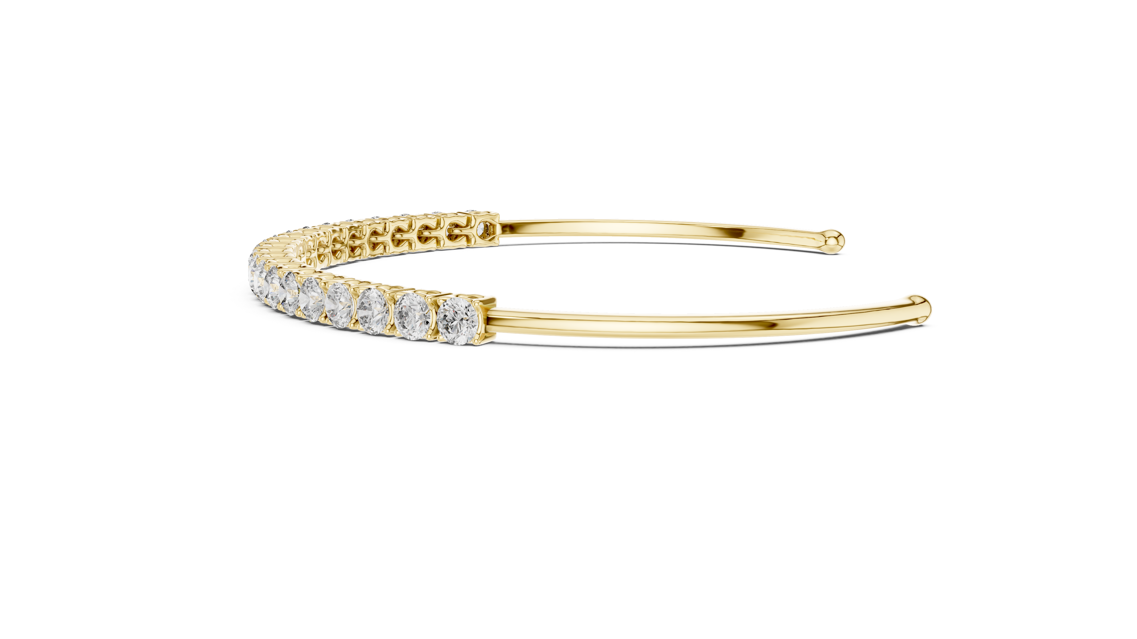 Round Lab-Grown Diamond Half-Tennis Cuff Bracelet