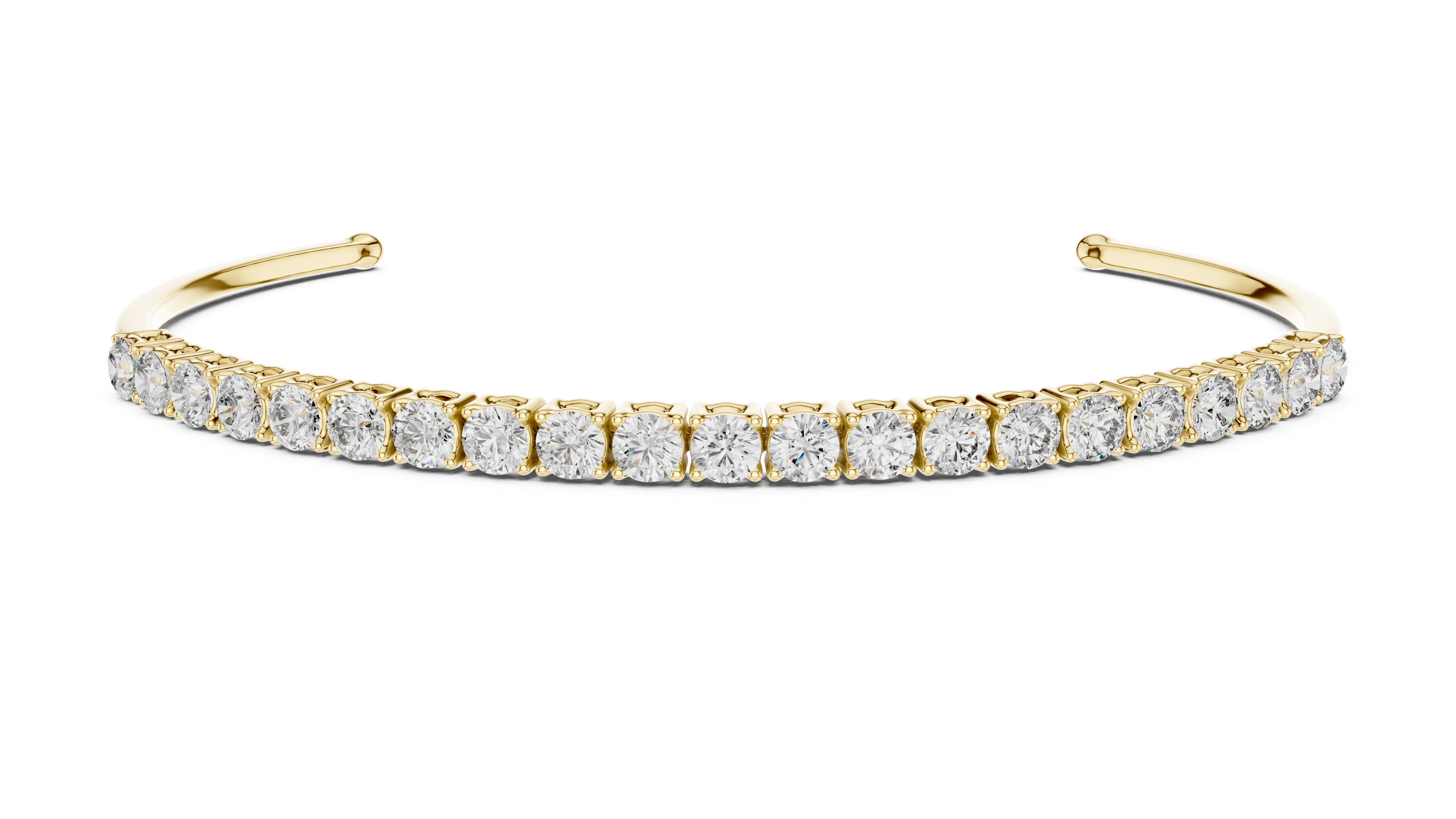 Round Lab-Grown Diamond Half-Tennis Cuff Bracelet