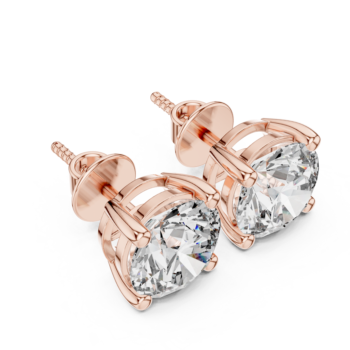 Round Diamond Open Gallery Stud Earrings – Design ER-0001
