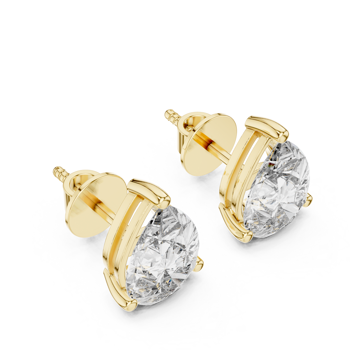 Pear Diamond Sculptural Stud Earrings – Design ER-0002