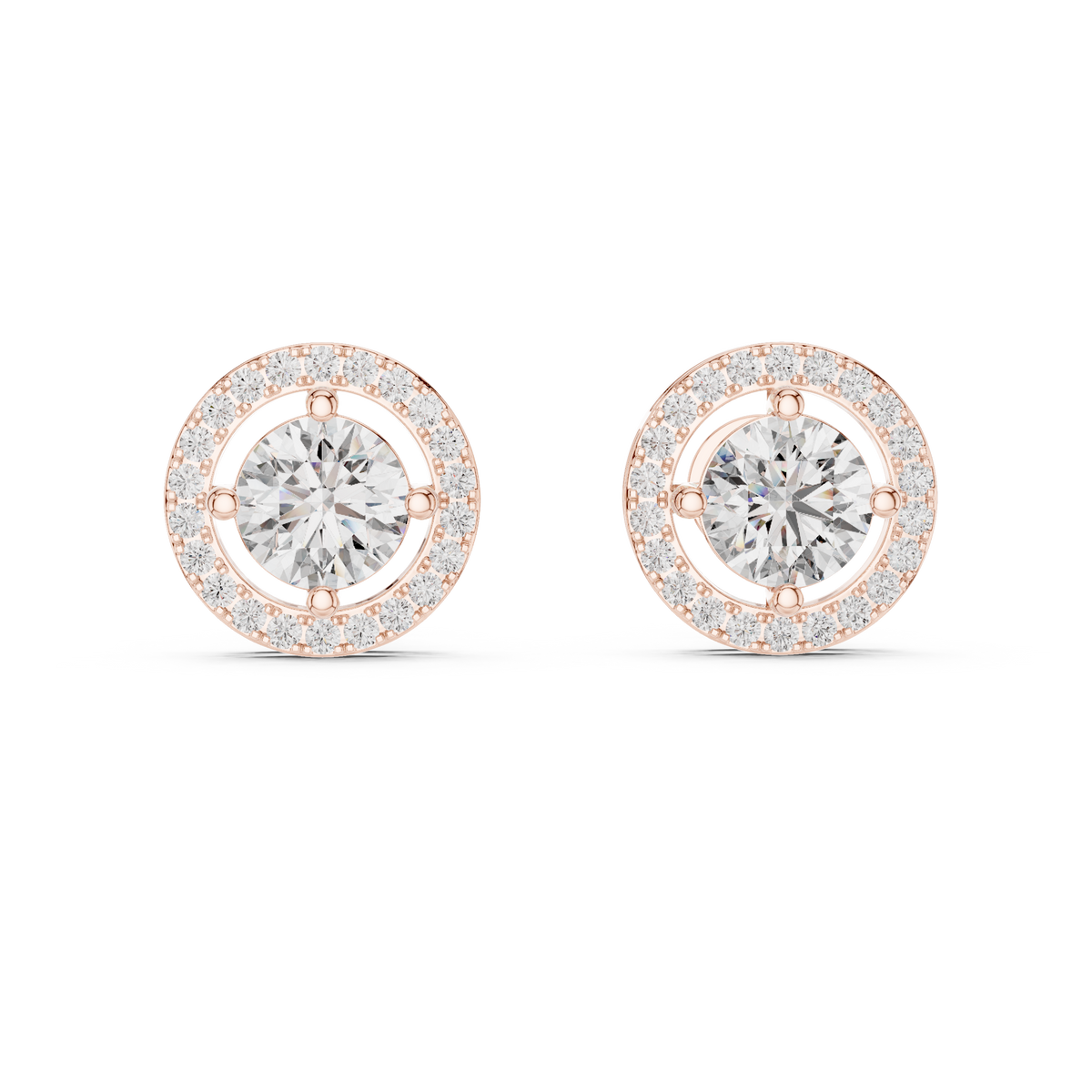 Round Diamond Halo Stud Earrings – Design ER-0008
