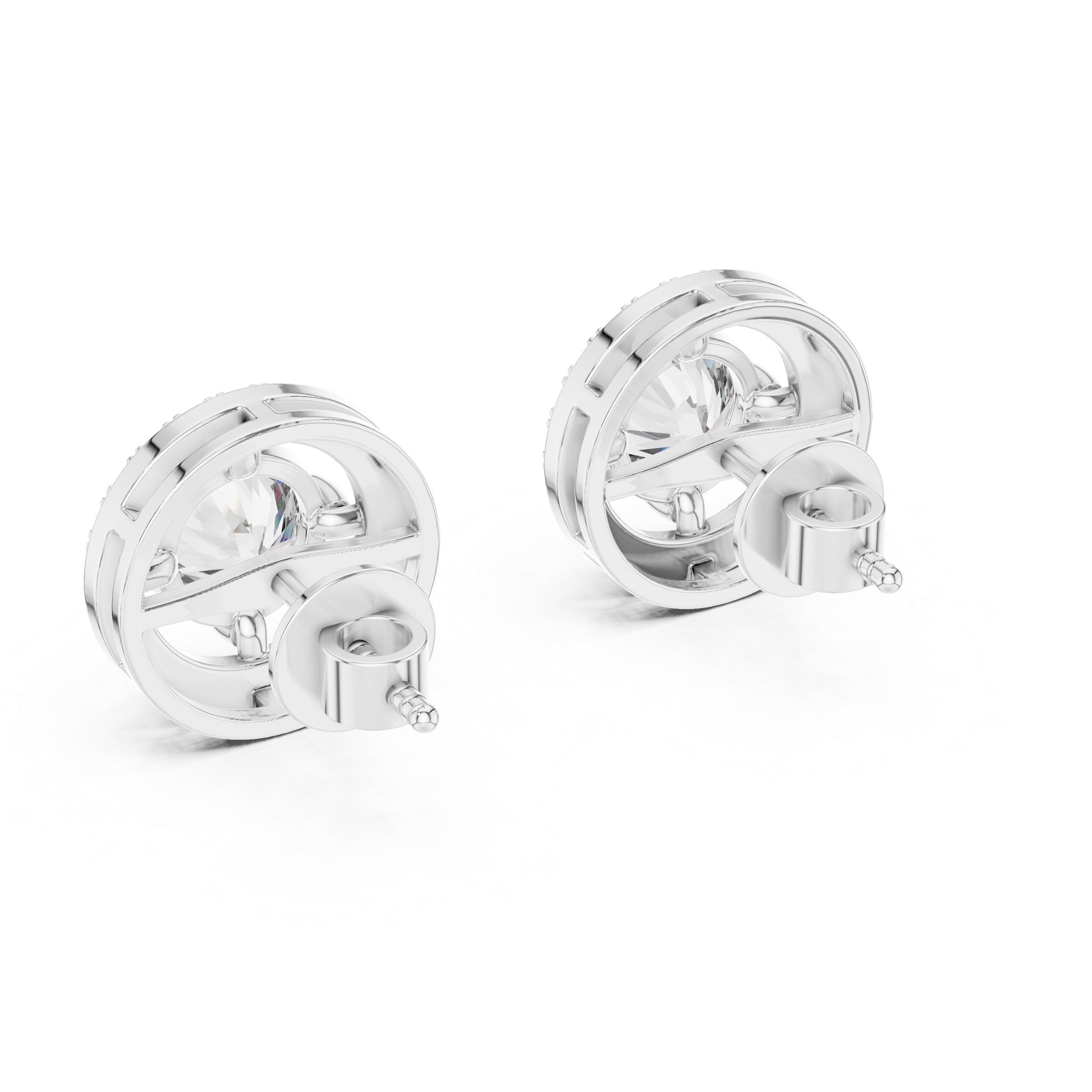 Round Diamond Halo Stud Earrings – Design ER-0008