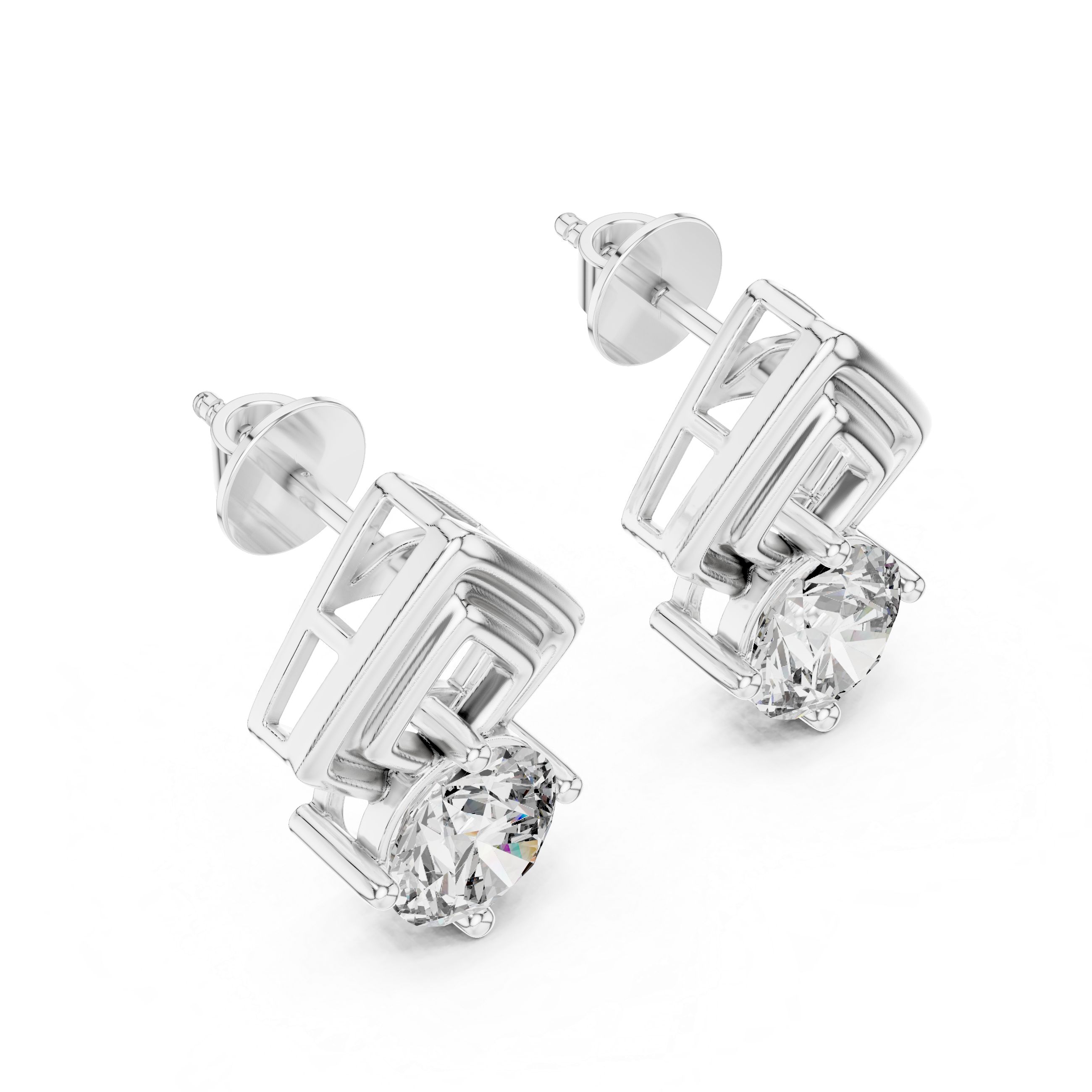 Round Diamond Geometric Jacket Earrings – Design ER-0011
