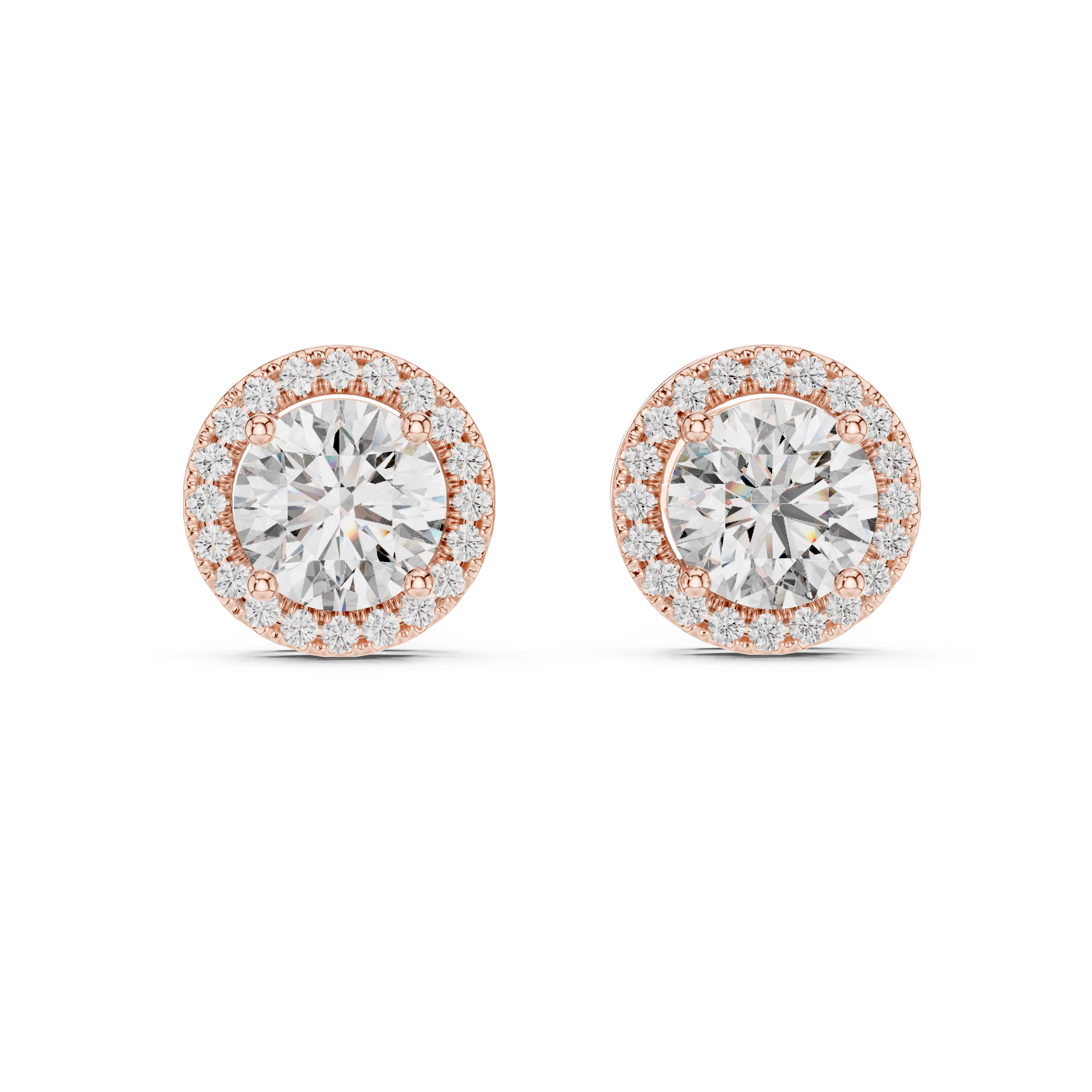 Emerald-Cut Floral Halo Lab-Grown Diamond Stud Earrings