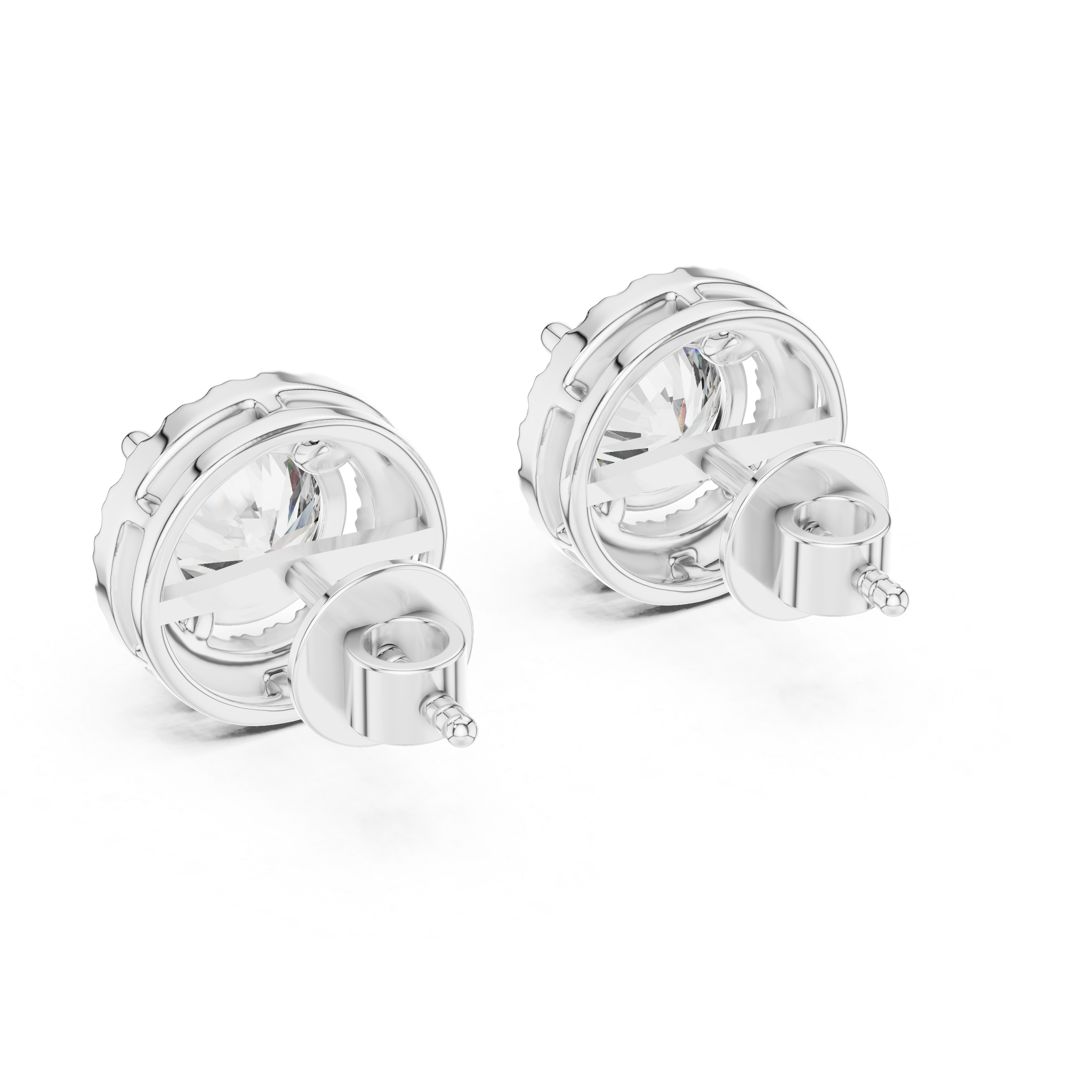 Emerald-Cut Floral Halo Lab-Grown Diamond Stud Earrings