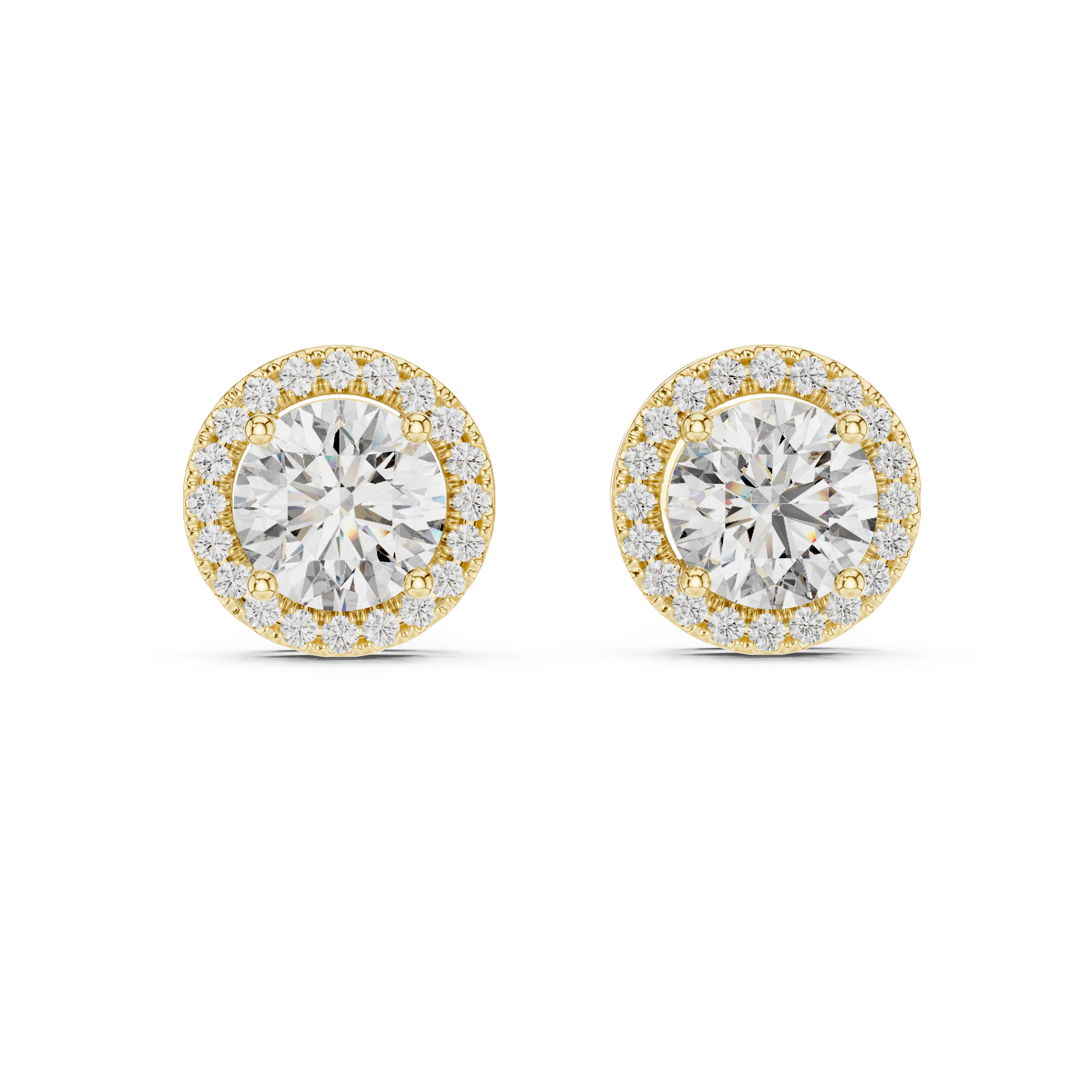 Emerald-Cut Floral Halo Lab-Grown Diamond Stud Earrings
